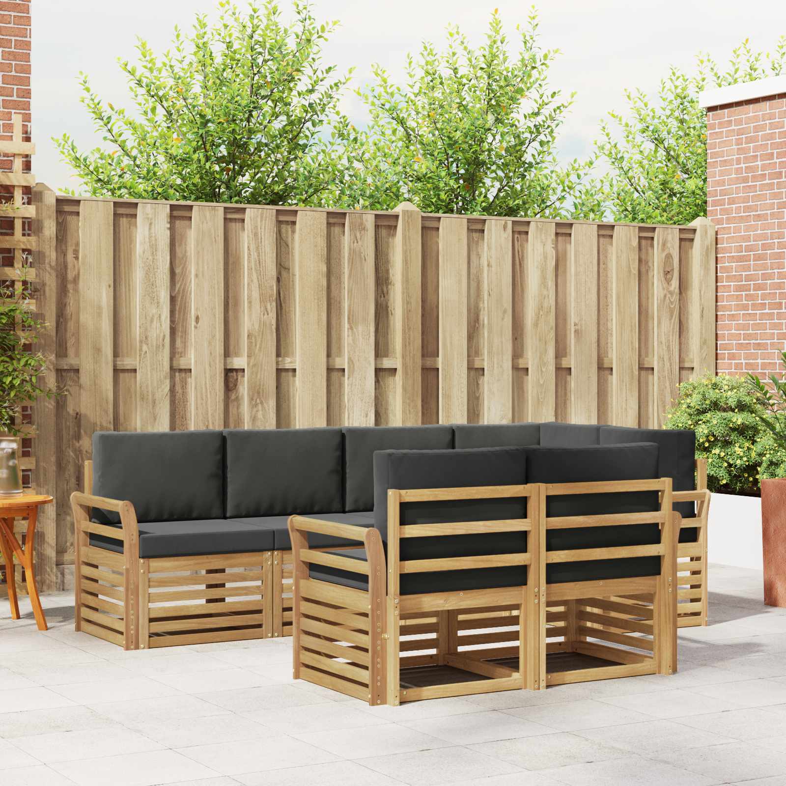 Outdoor-Sofagarnitur 7 stk. Weiß und Anthrazit Polyester