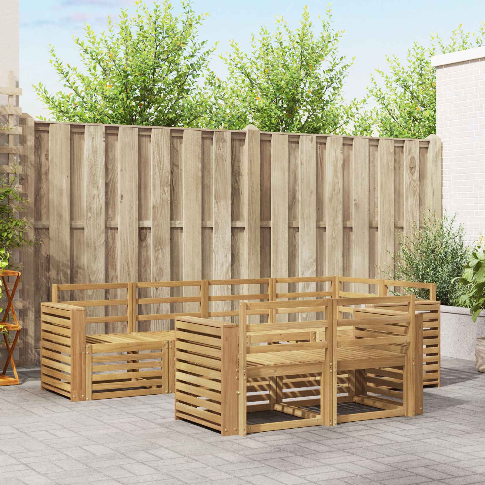 Outdoor-Sofagarnitur 7 stk. Weiß Massivholz Akazie