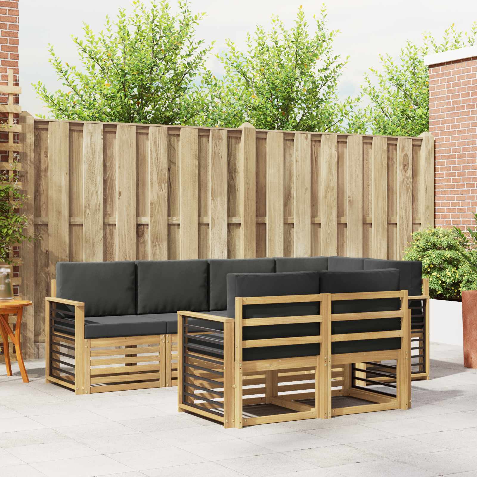 Outdoor-Sofagarnitur 7 stk. Weiß und Anthrazit Polyester