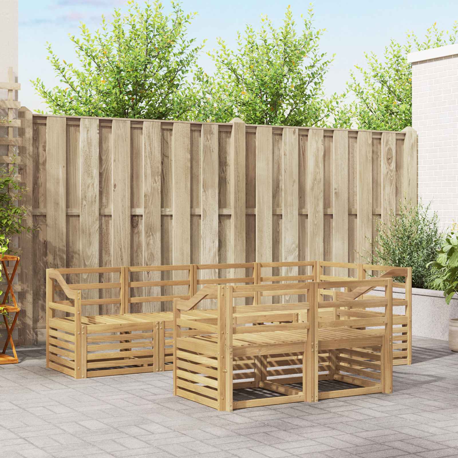 Outdoor-Sofagarnitur 7 stk. Weiß Massivholz Akazie