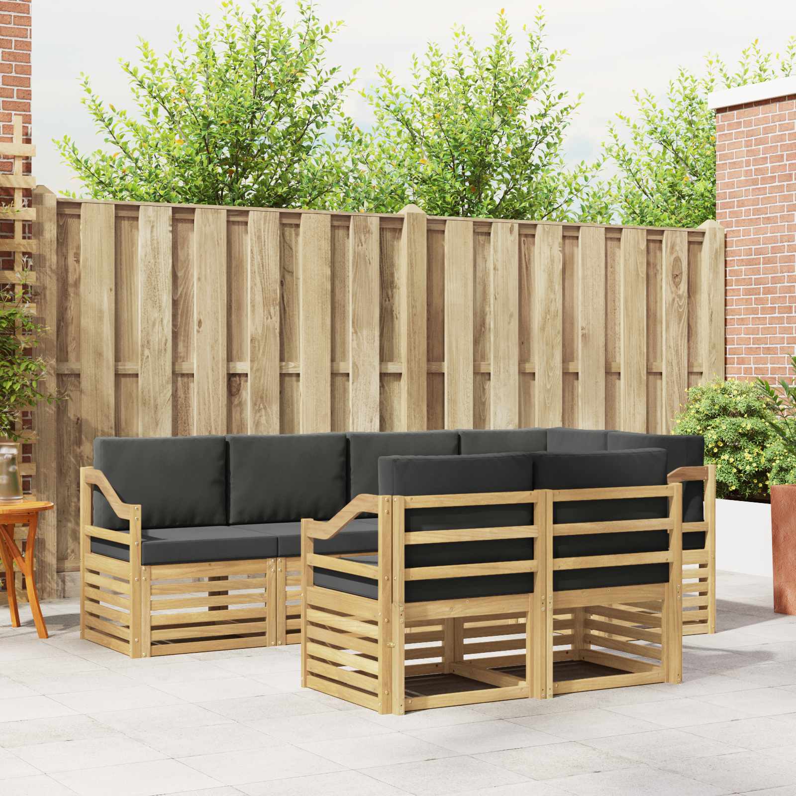 Outdoor-Sofagarnitur 7 stk. Weiß und Anthrazit Polyester