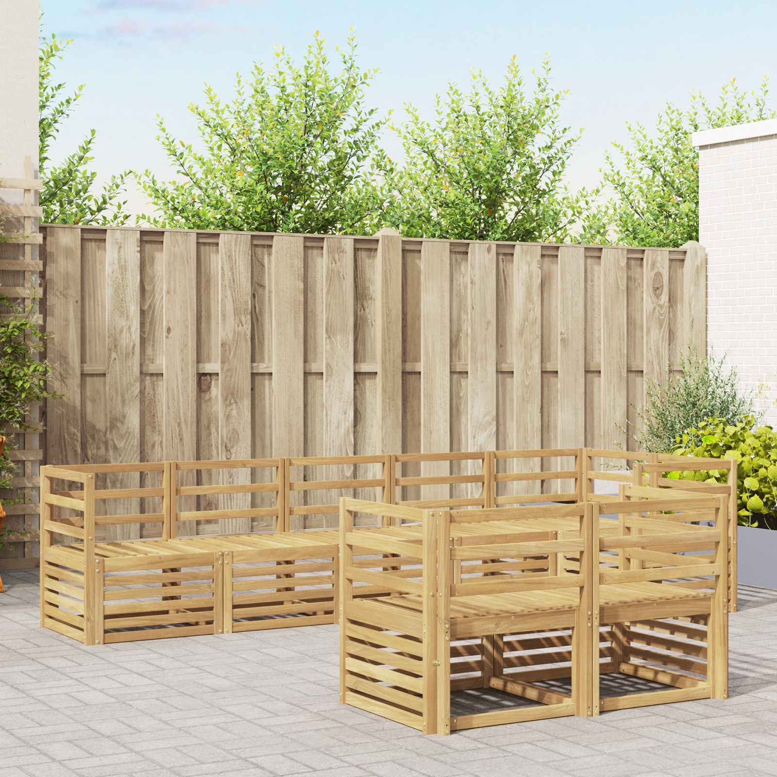 Outdoor-Sofagarnitur 8 stk. Weiß Massivholz Akazie