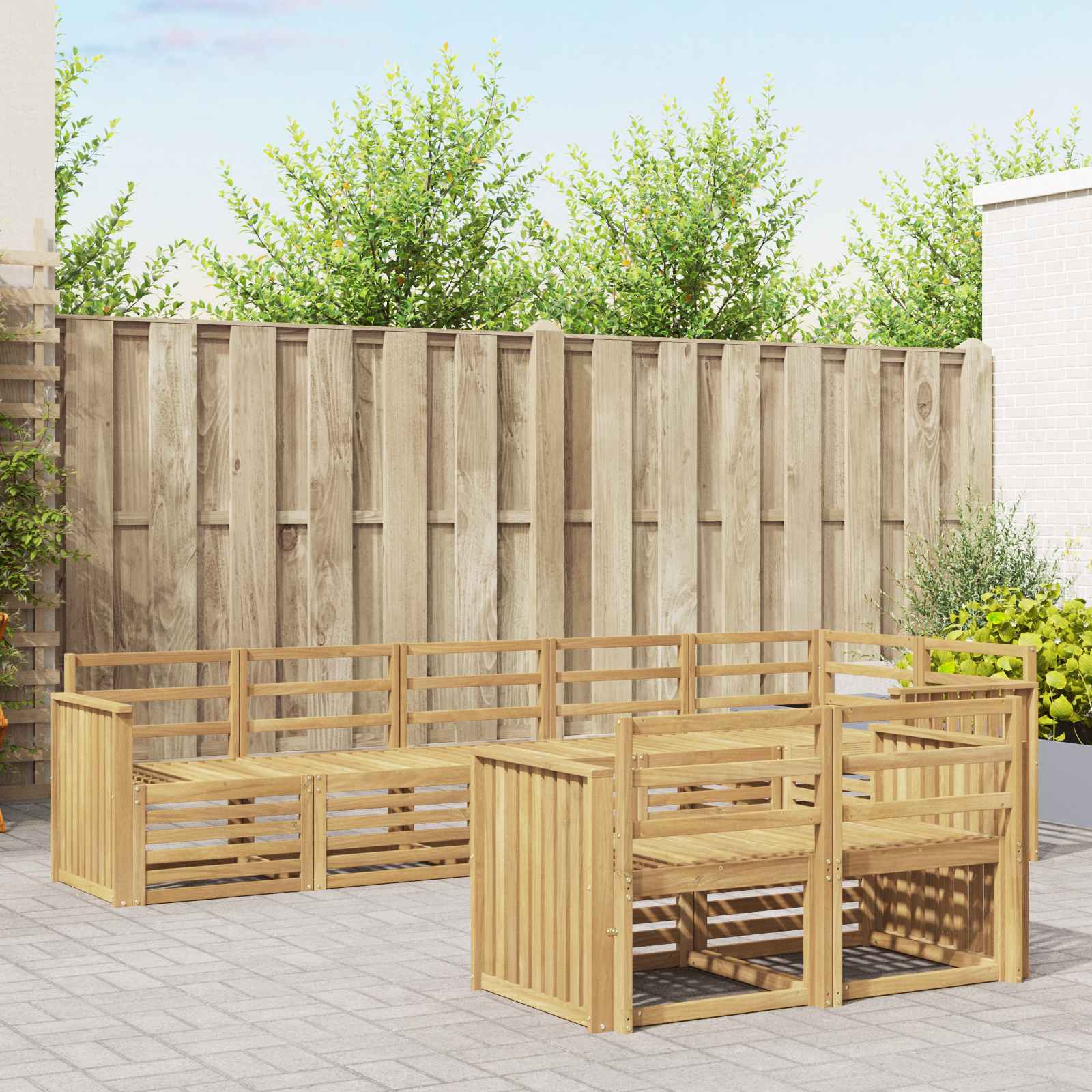 Outdoor-Sofagarnitur 8 stk. Weiß Massivholz Akazie