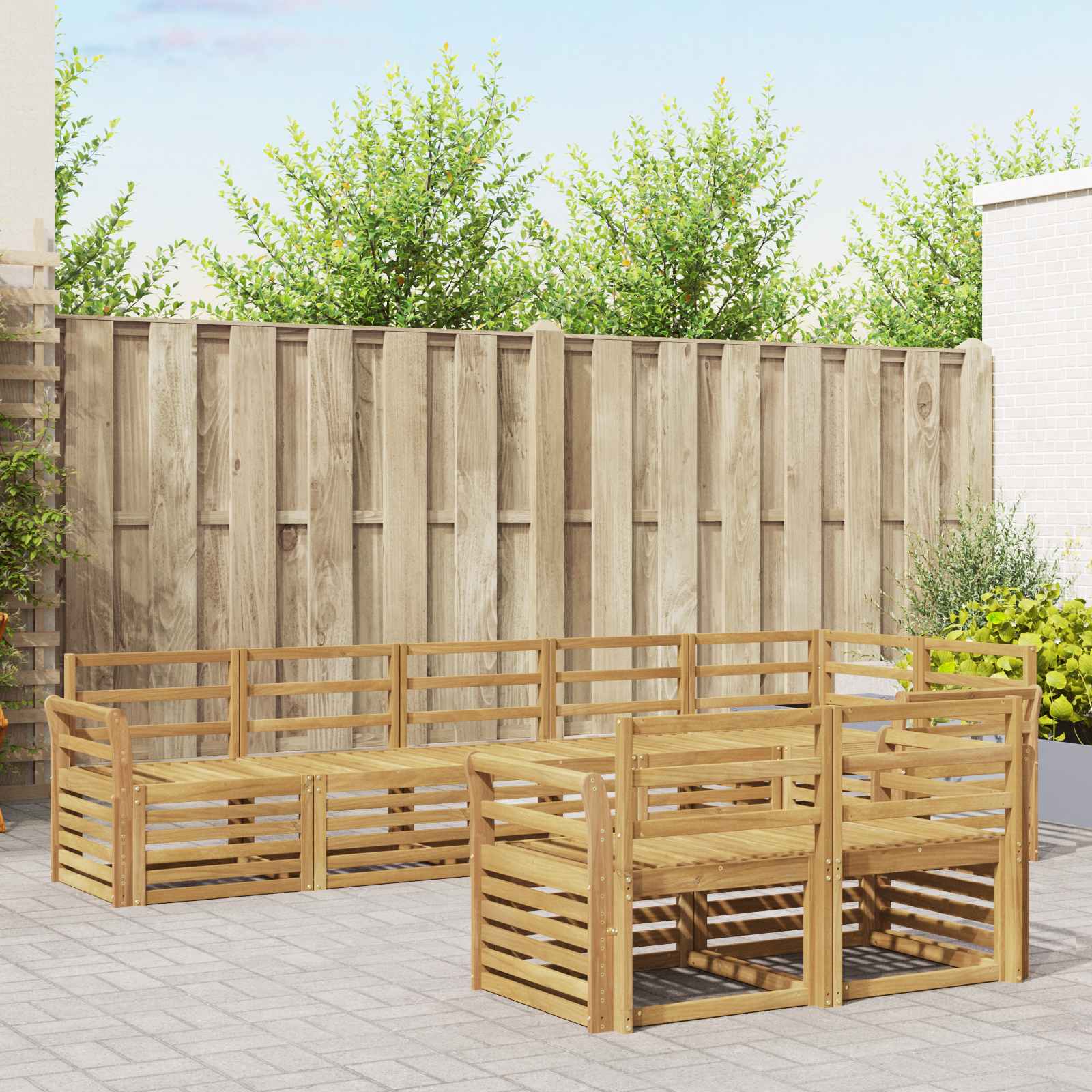 Outdoor-Sofagarnitur 8 stk. Weiß Massivholz Akazie