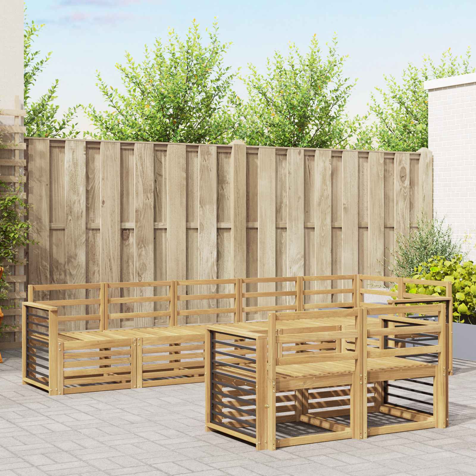 Outdoor-Sofagarnitur 8 stk. Weiß Massivholz Akazie