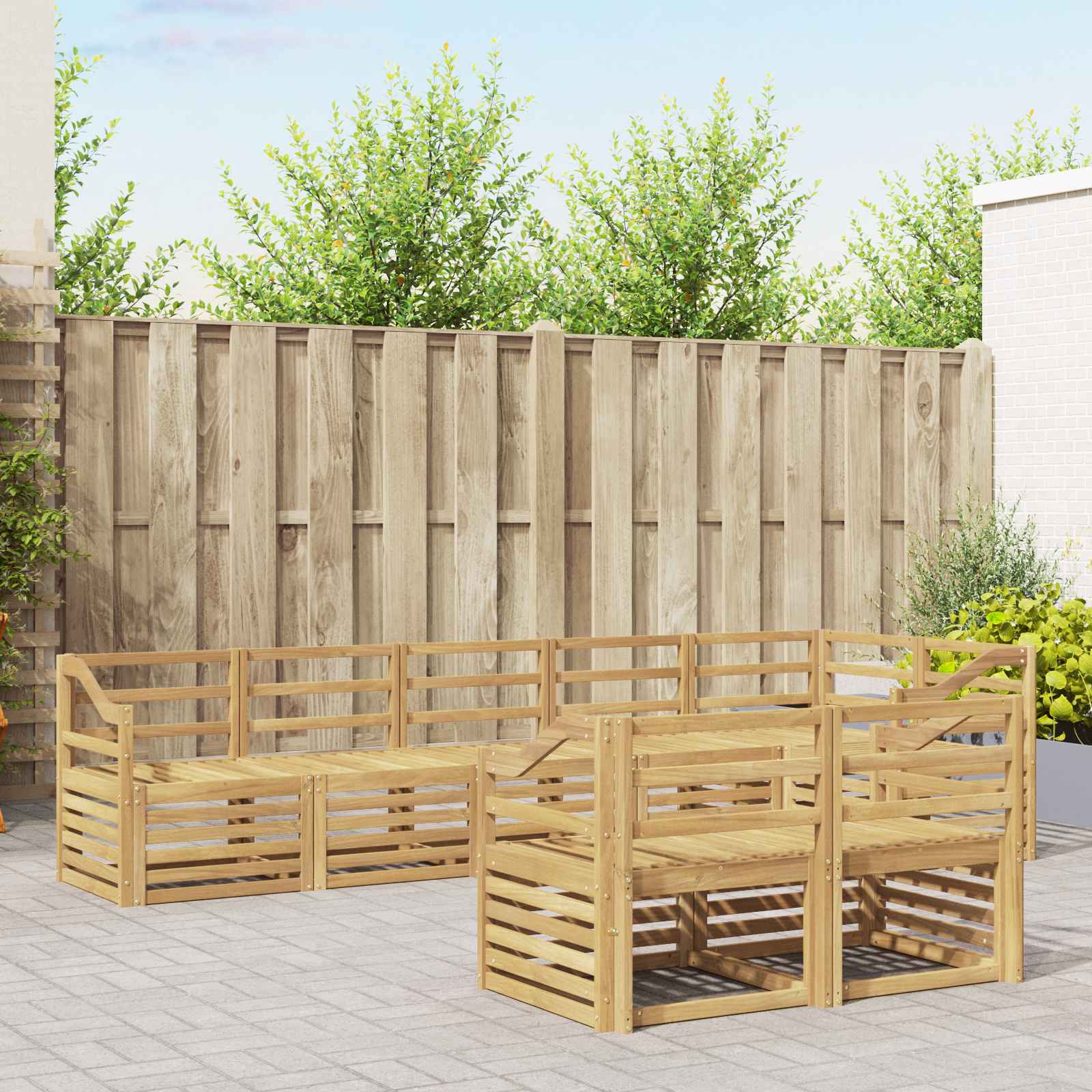 Outdoor-Sofagarnitur 8 stk. Weiß Massivholz Akazie