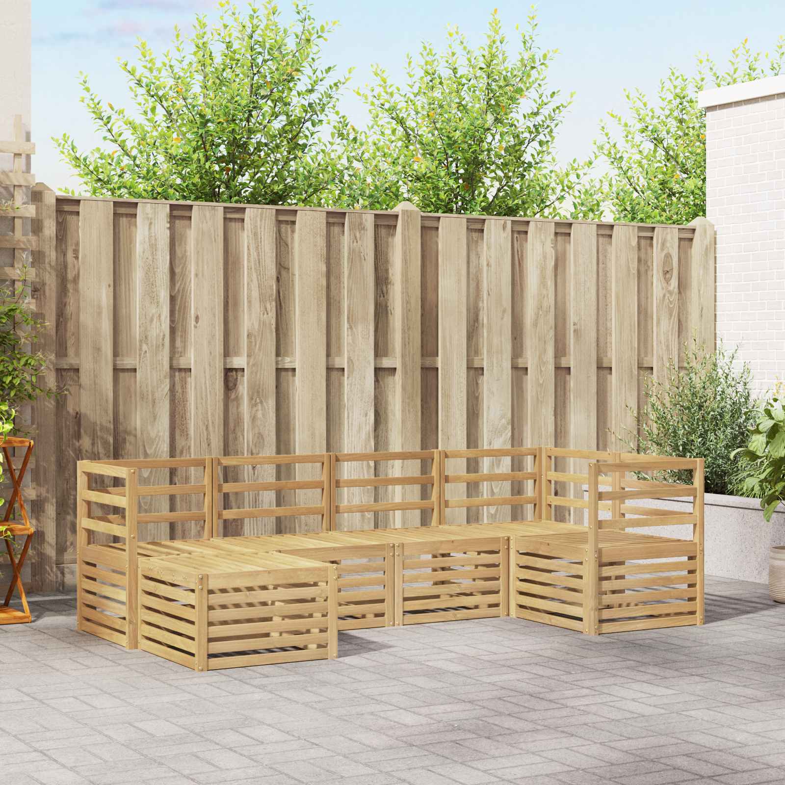 Outdoor-Sofagarnitur 6 stk. Weiß Polyester