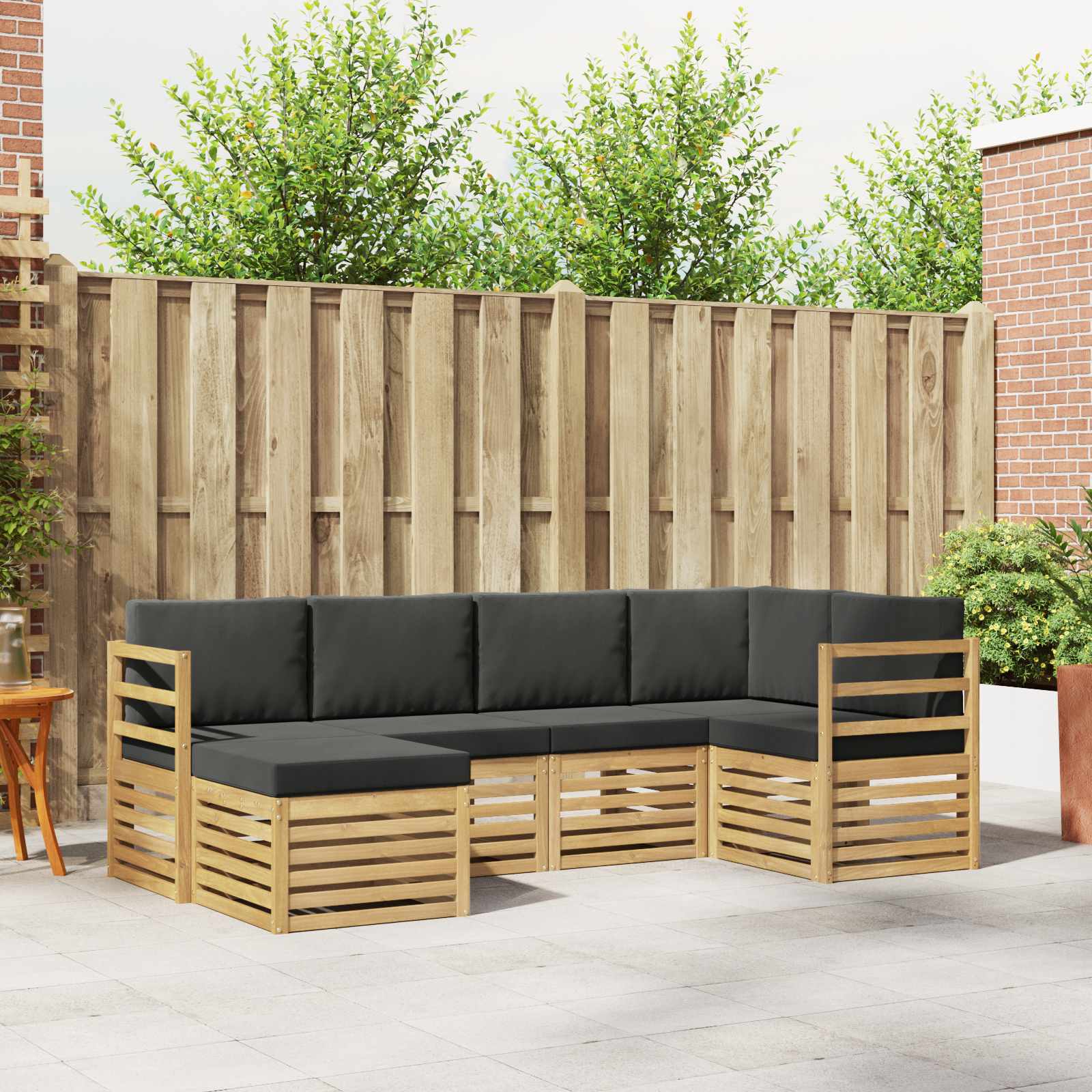 Outdoor-Sofagarnitur 6 stk. Weiß und Anthrazit Polyester