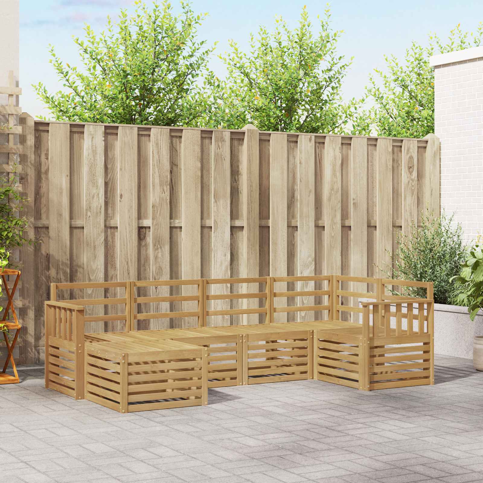 Outdoor-Sofagarnitur 6 stk. Weiß Polyester