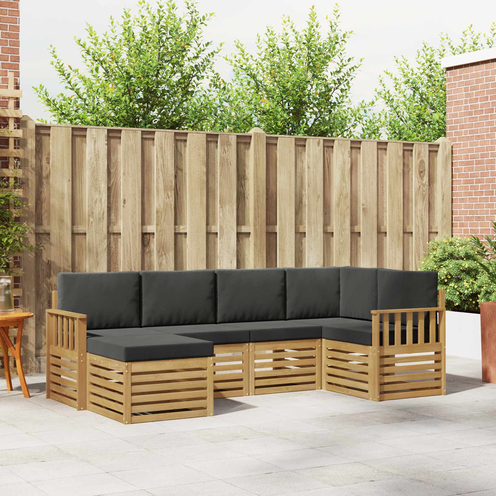 Outdoor-Sofagarnitur 6 stk. Weiß und Anthrazit Polyester