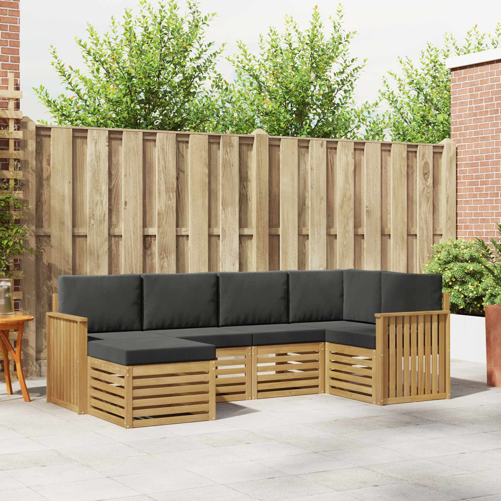 Outdoor-Sofagarnitur 6 stk. Weiß und Anthrazit Polyester