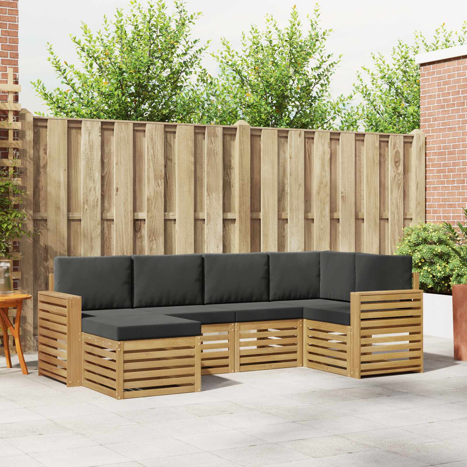 Outdoor-Sofagarnitur 6 stk. Weiß und Anthrazit Polyester