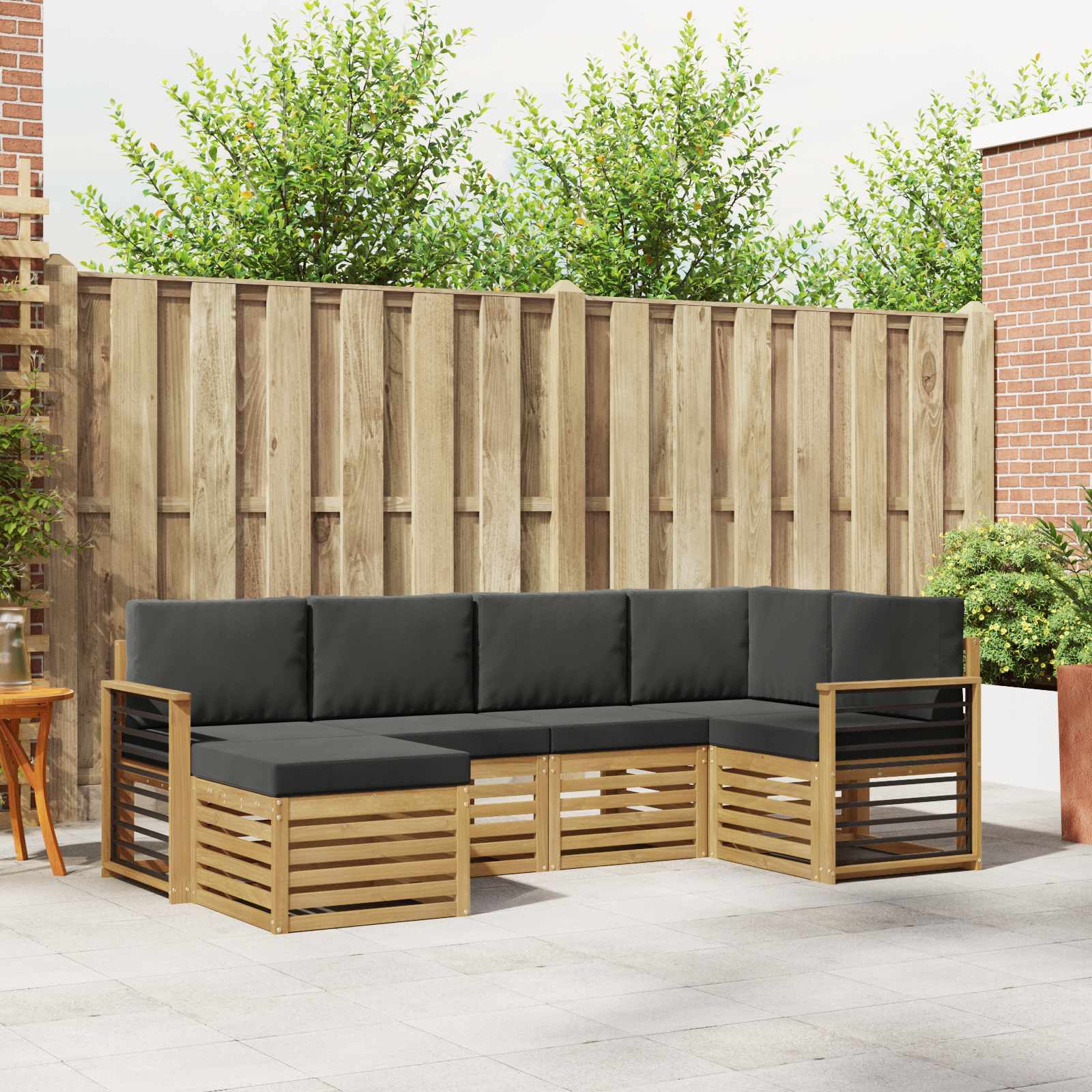 Outdoor-Sofagarnitur 6 stk. Weiß und Anthrazit Polyester