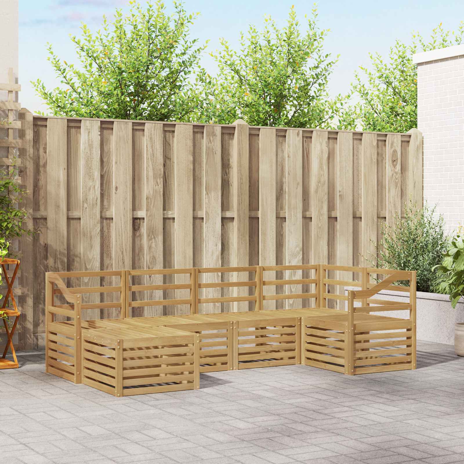 Outdoor-Sofagarnitur 6 stk. Weiß Polyester