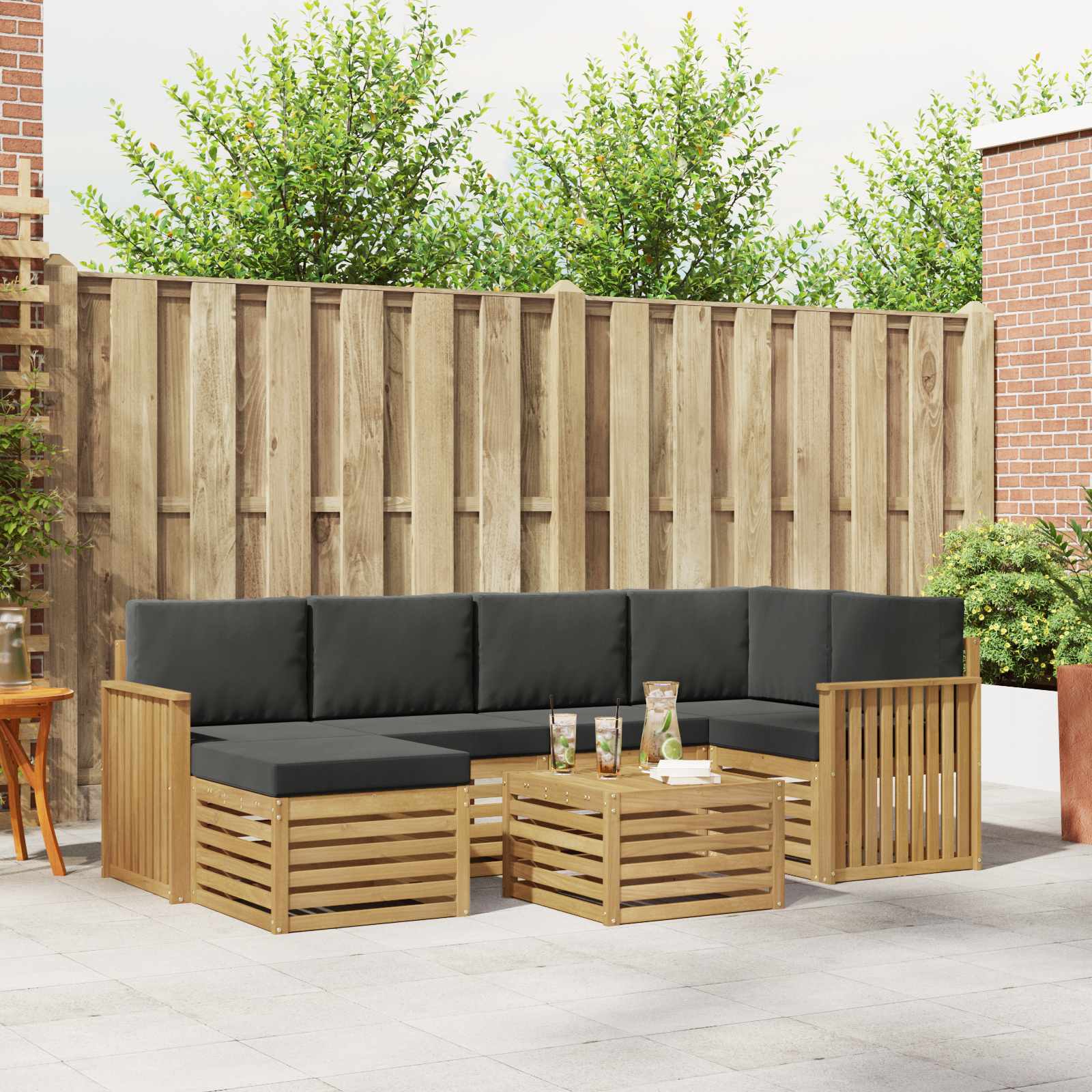 Outdoor-Sofagarnitur 7 stk. Weiß und Anthrazit Polyester