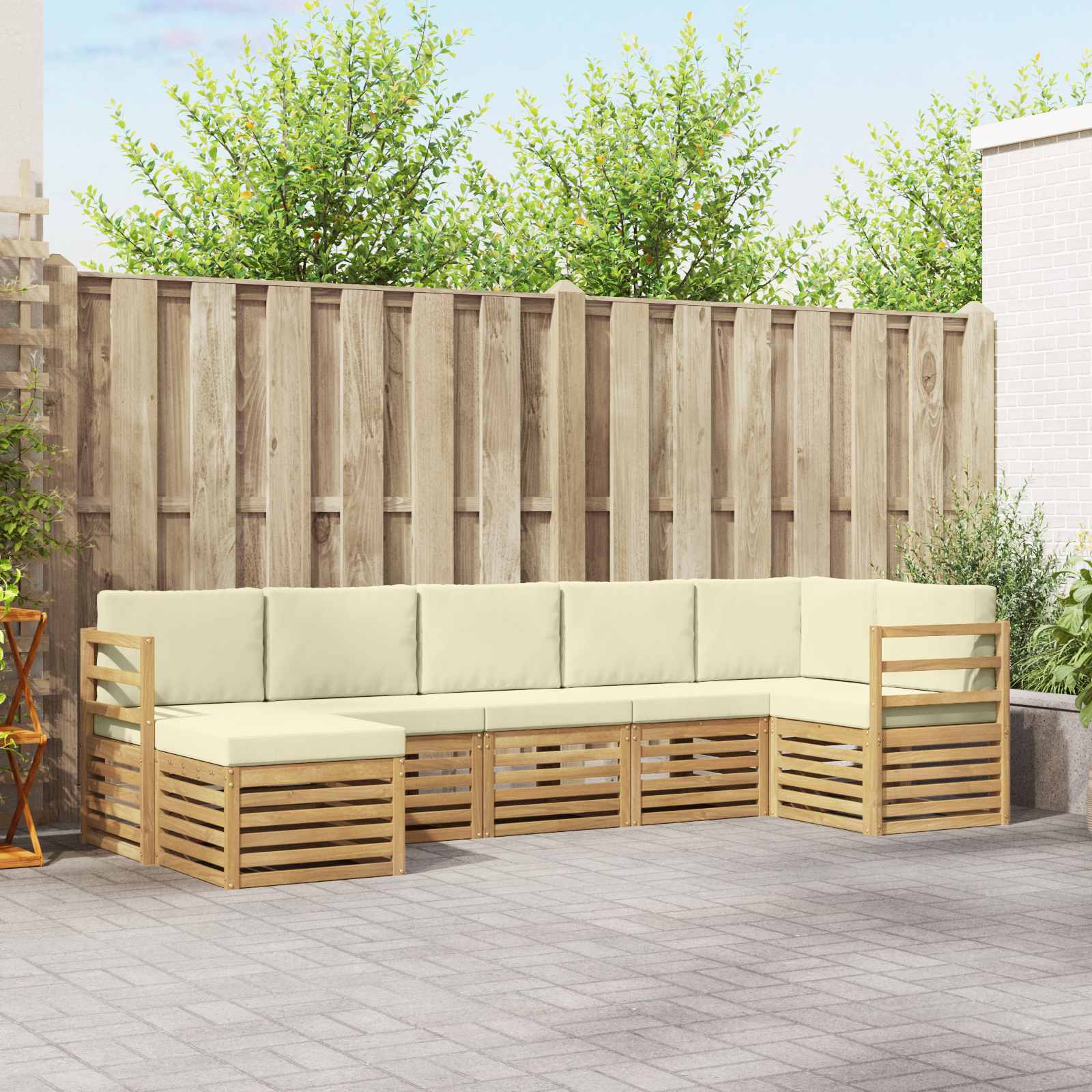 Outdoor-Sofagarnitur 7 stk. Weiß und Creme