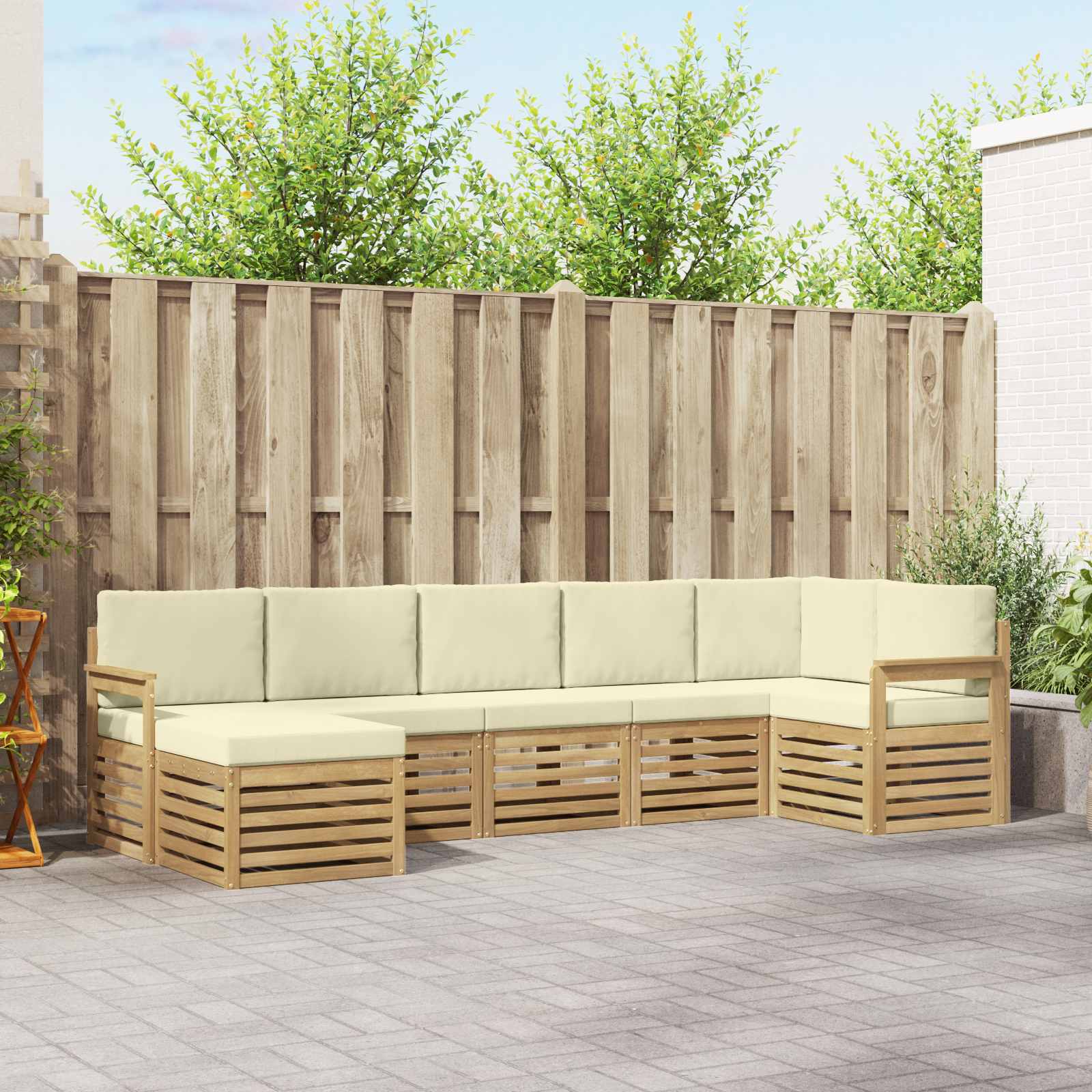Outdoor-Sofagarnitur 7 stk. Weiß und Creme