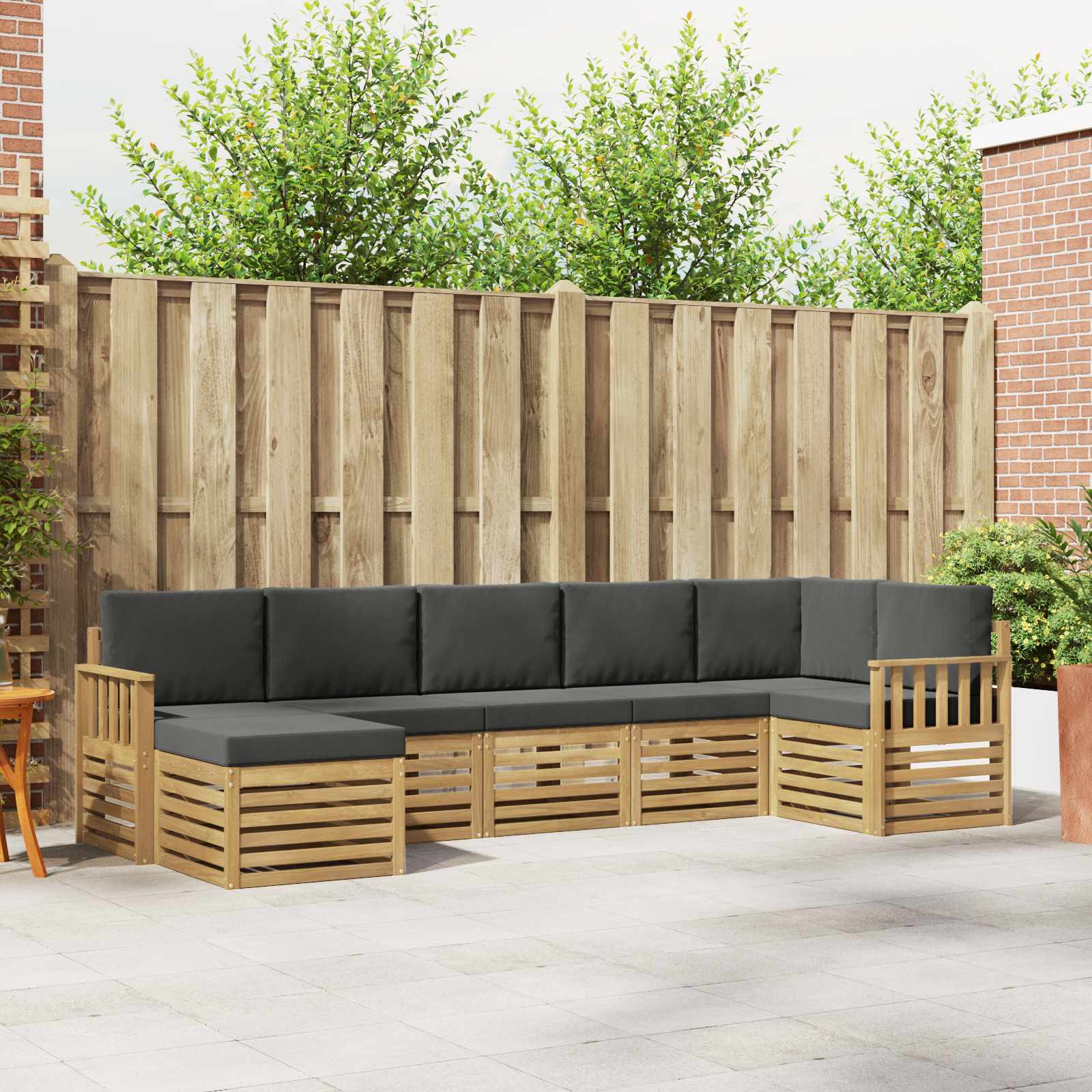 Outdoor-Sofagarnitur 7 stk. Weiß und Anthrazit