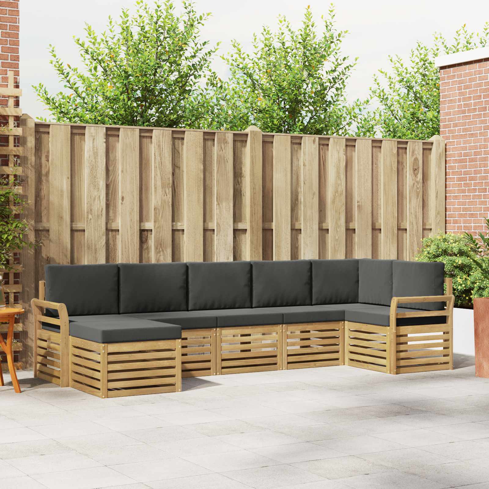 Outdoor-Sofagarnitur 7 stk. Weiß und Anthrazit