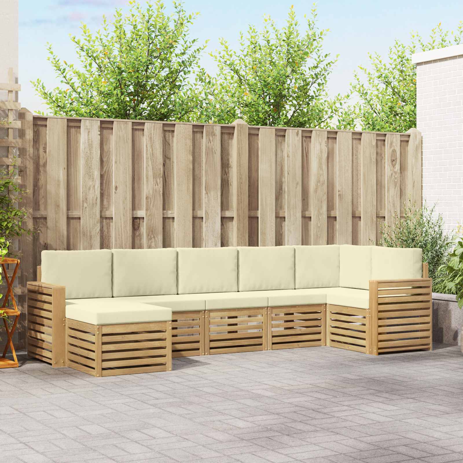 Outdoor-Sofagarnitur 7 stk. Weiß und Creme