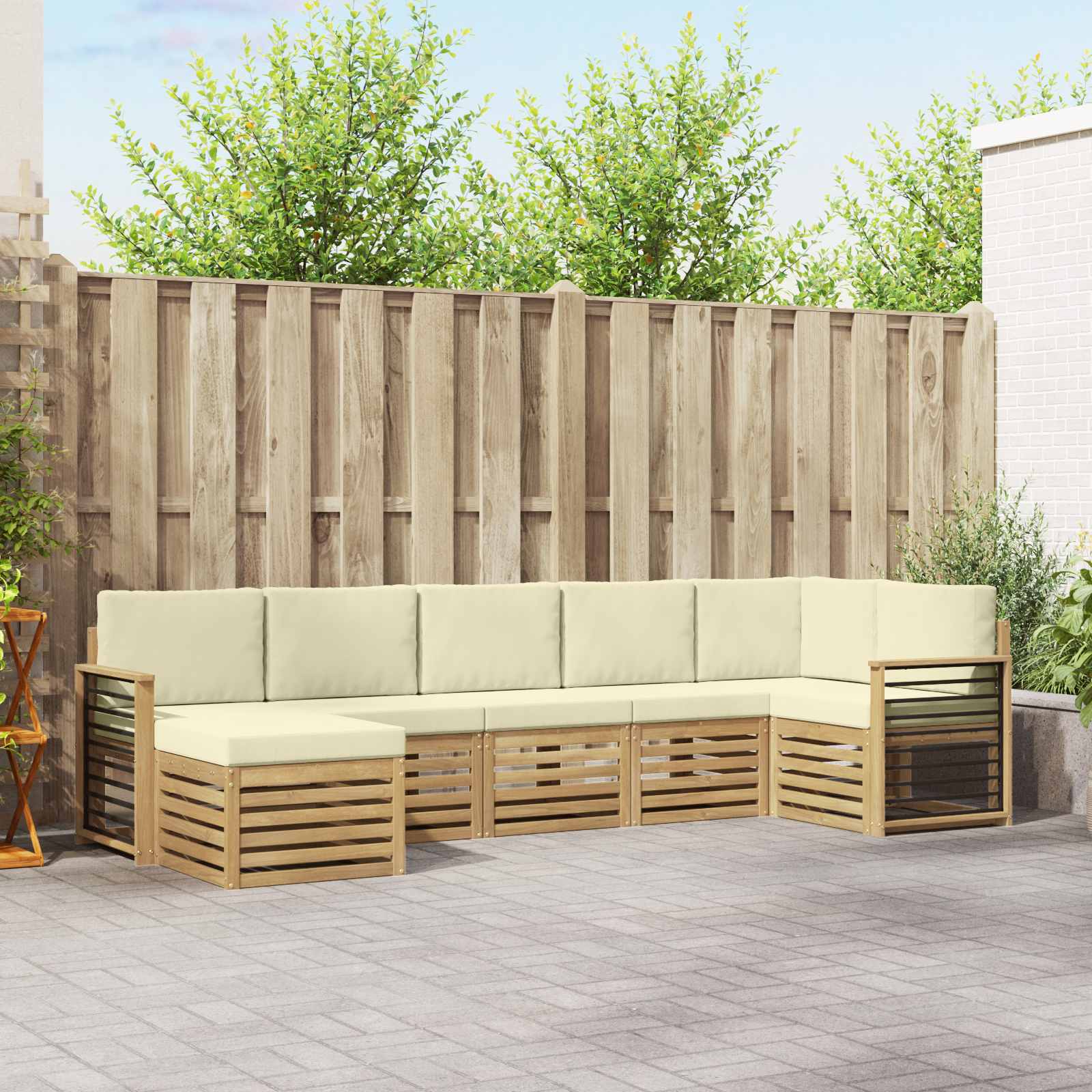 Outdoor-Sofagarnitur 7 stk. Weiß und Creme