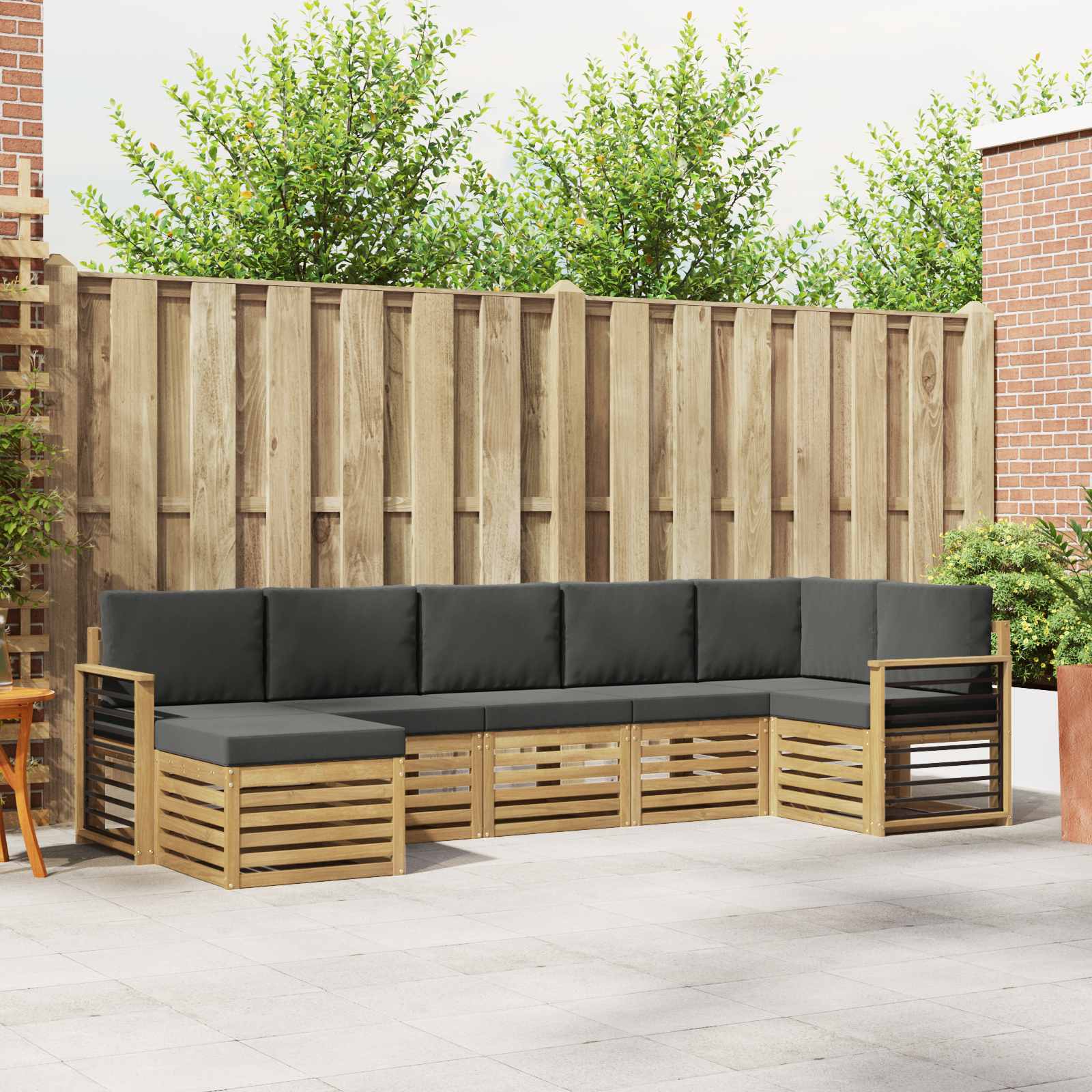 Outdoor-Sofagarnitur 7 stk. Weiß und Anthrazit