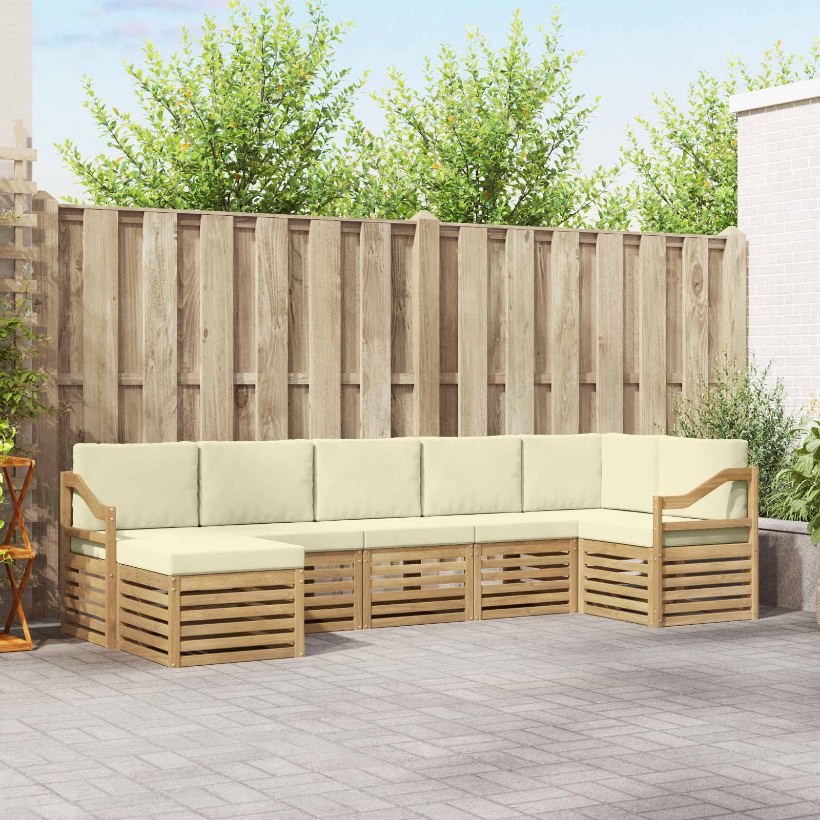 Outdoor-Sofagarnitur 7 stk. Weiß und Creme