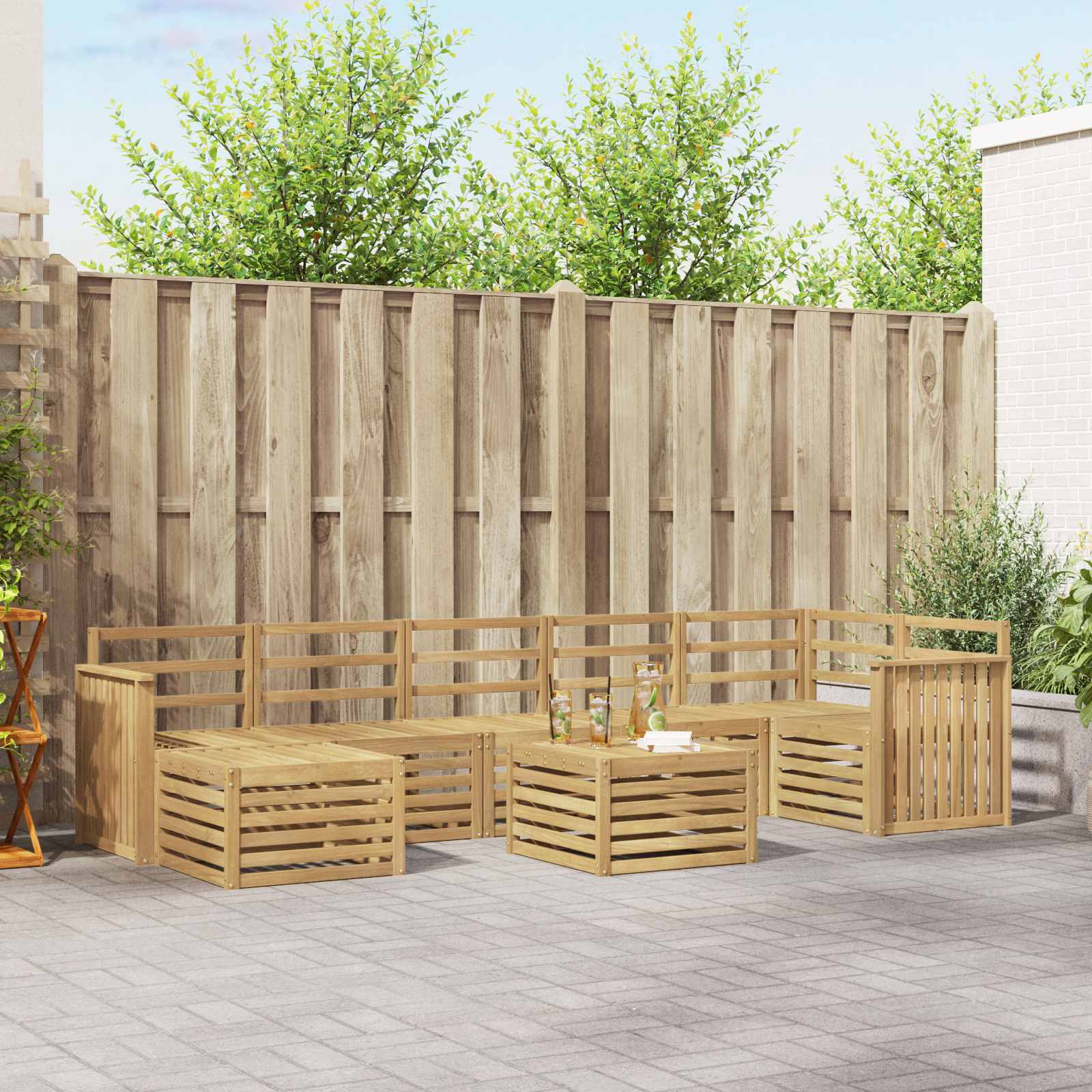 Outdoor-Sofagarnitur 8 stk. Weiß Massivholz Akazie