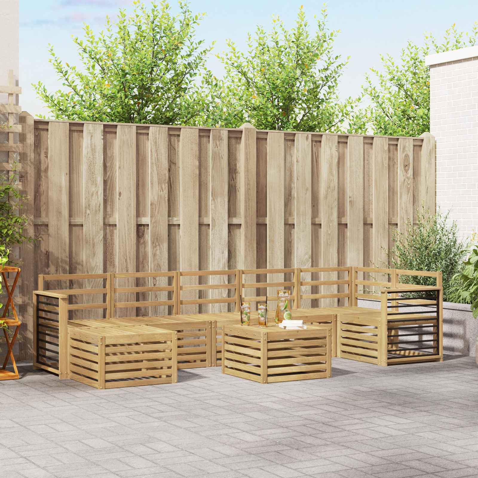 Outdoor-Sofagarnitur 8 stk. Weiß Massivholz Akazie