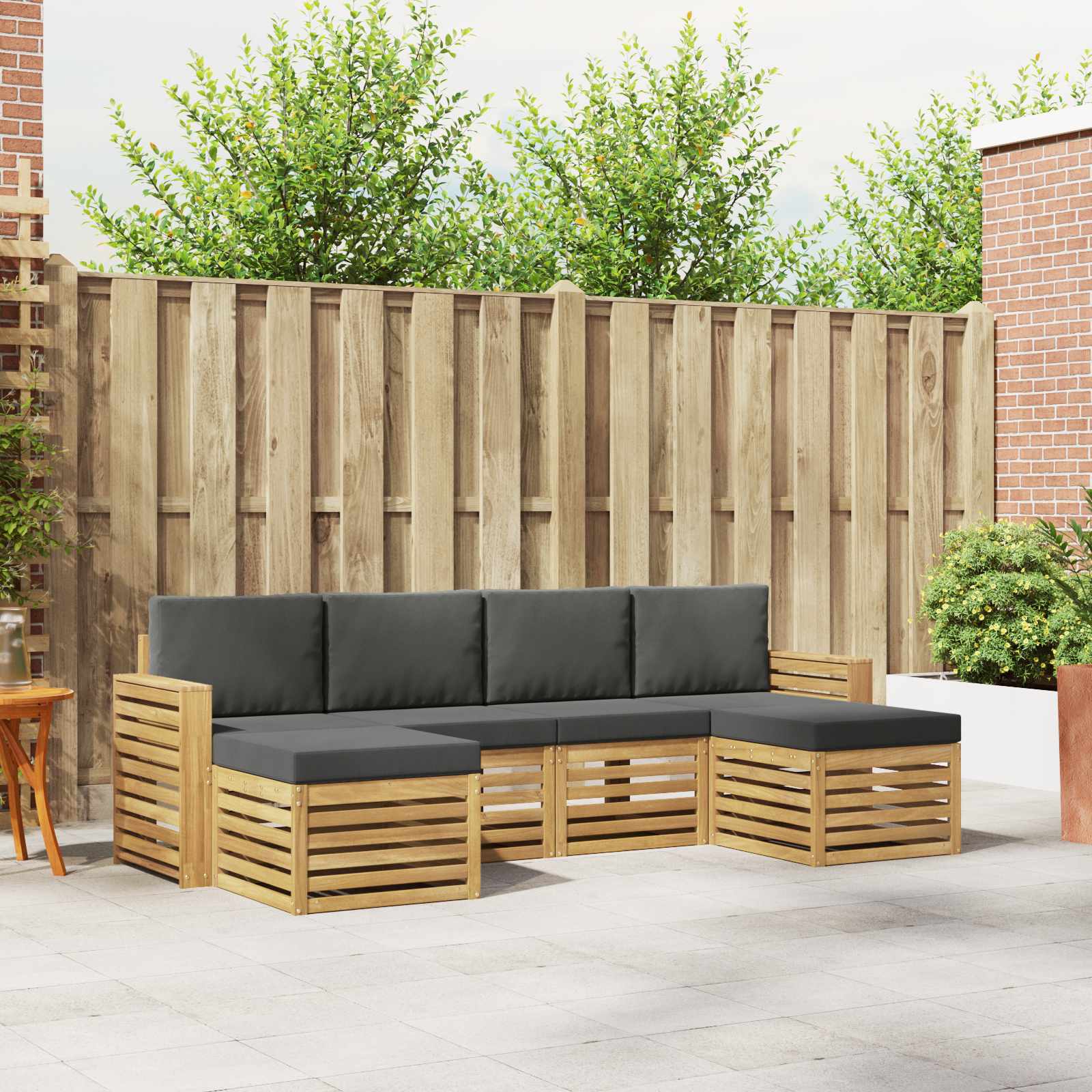 Outdoor-Sofagarnitur 6 stk. Weiß und Anthrazit Polyester