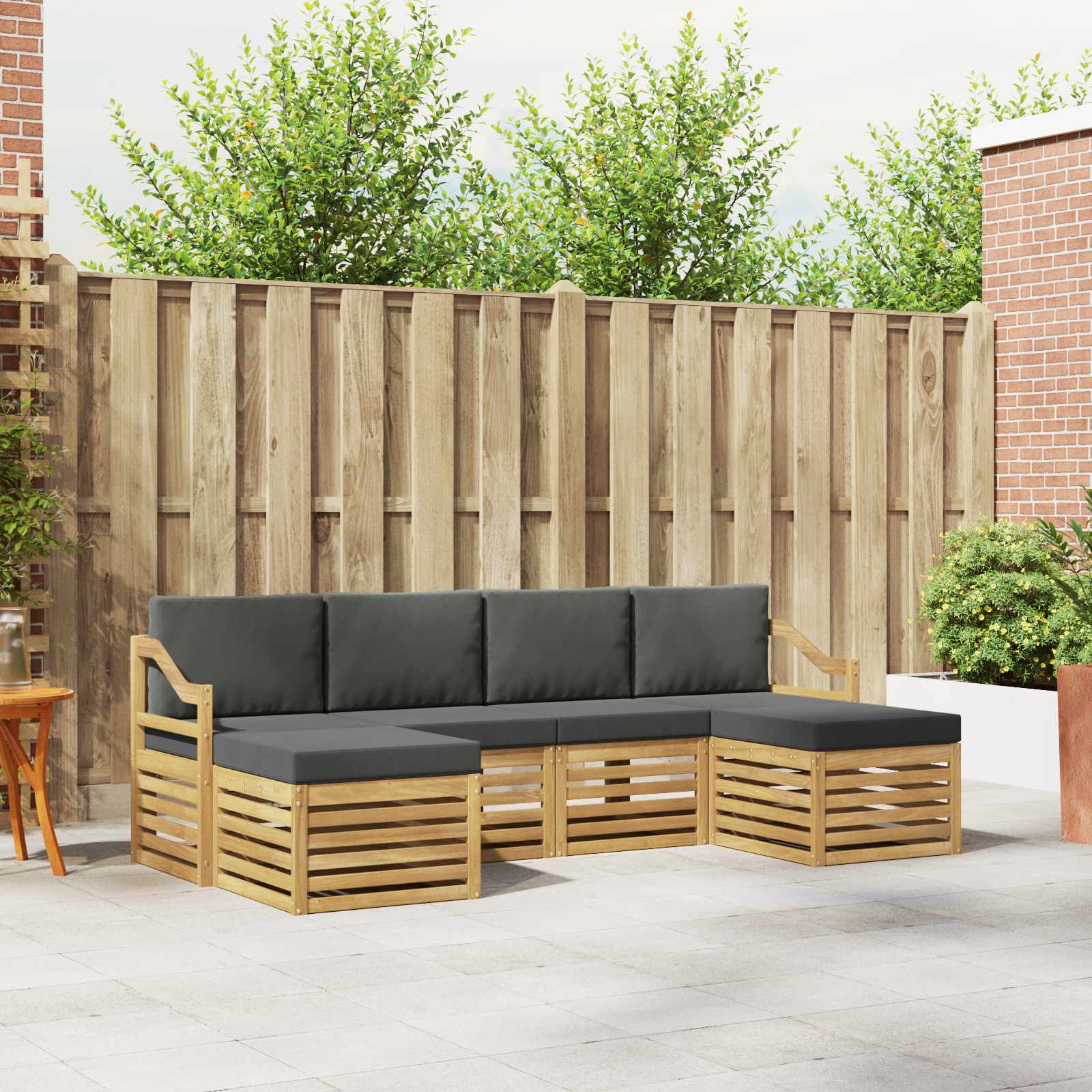 Outdoor-Sofagarnitur 6 stk. Weiß und Anthrazit Polyester