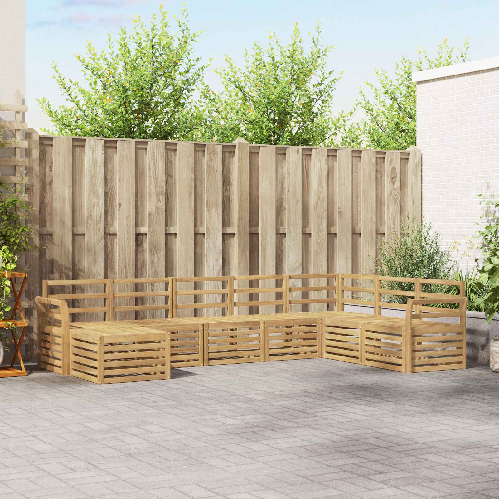 Outdoor-Sofagarnitur 8 stk. Weiß Massivholz Akazie