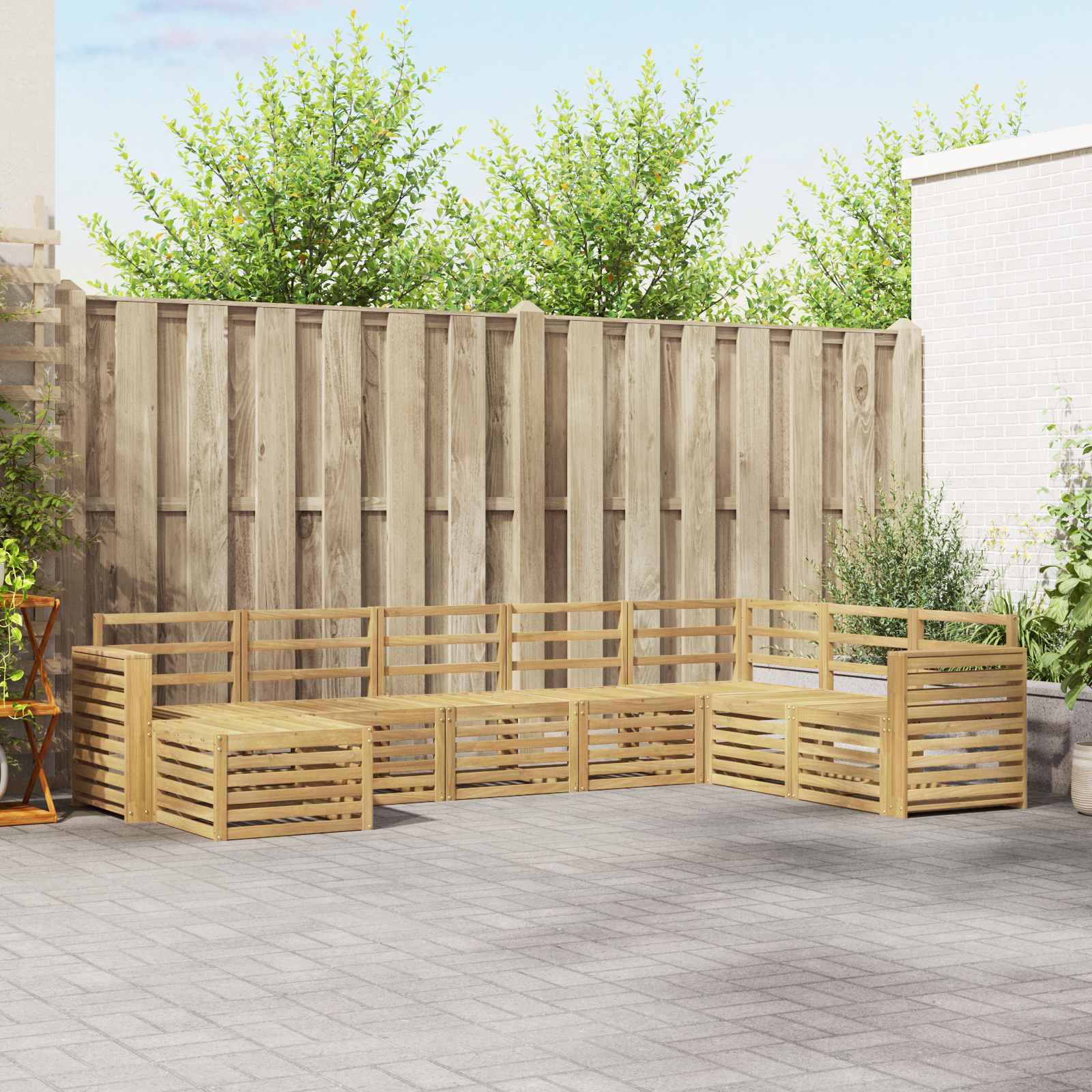 Outdoor-Sofagarnitur 8 stk. Weiß Massivholz Akazie