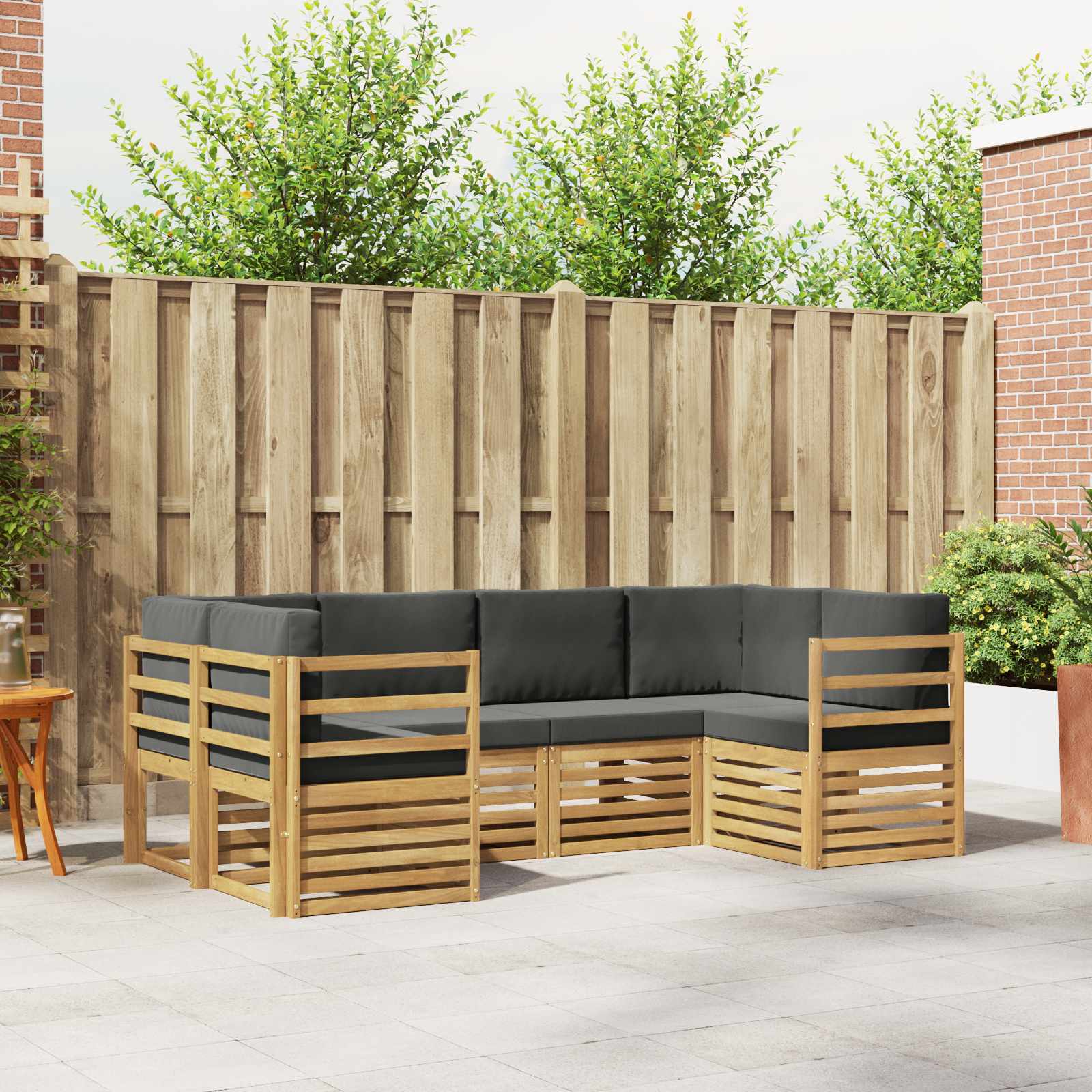 Outdoor-Sofagarnitur 6 stk. Weiß und Anthrazit Polyester