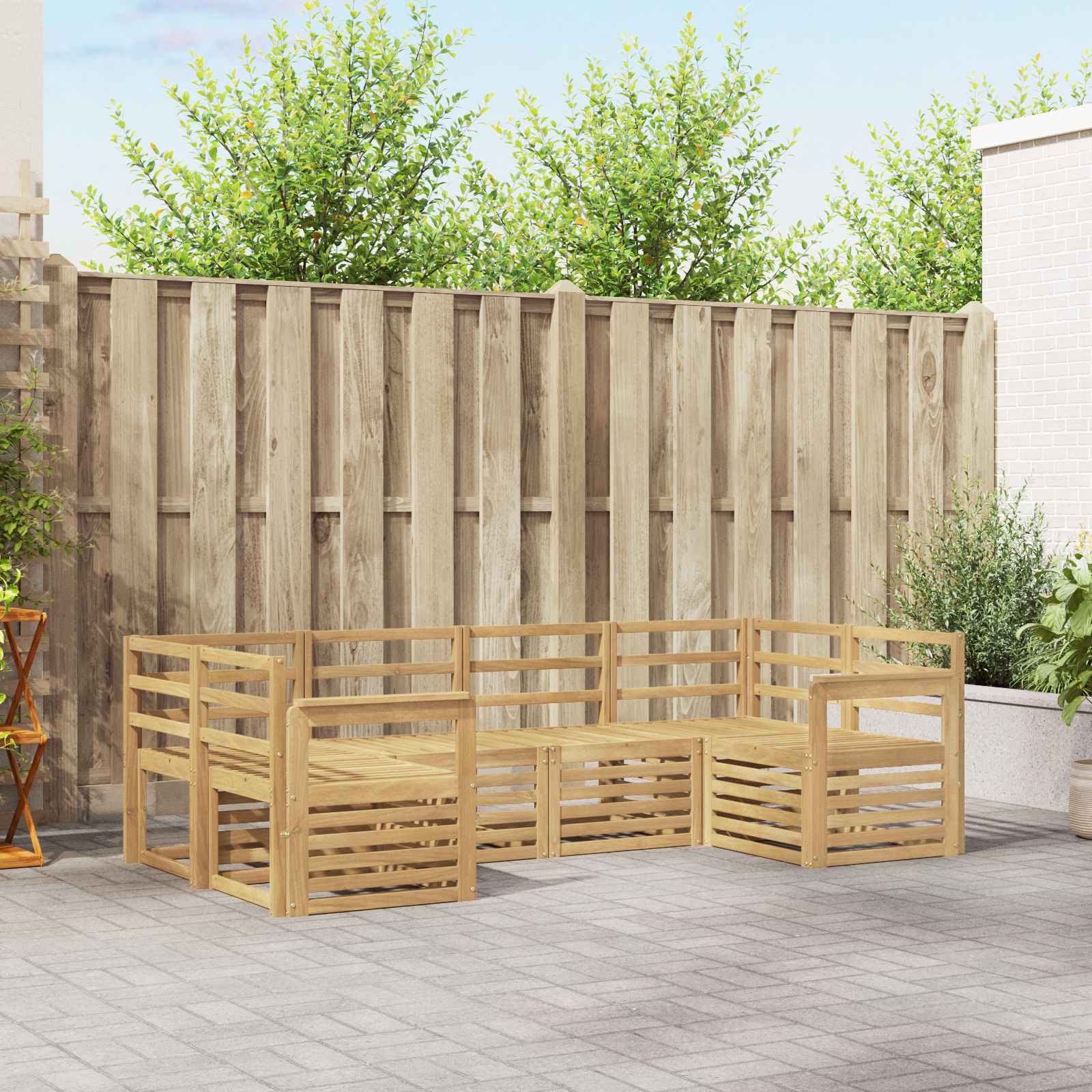 Outdoor-Sofagarnitur 6 stk. Weiß Massivholz Akazie