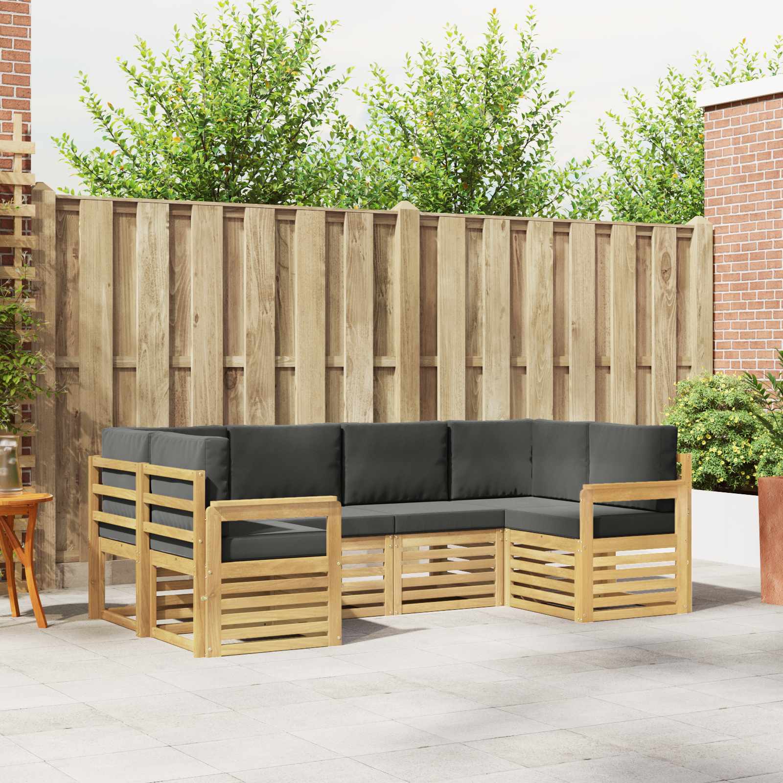 Outdoor-Sofagarnitur 5 stk. Weiß und Anthrazit Polyester