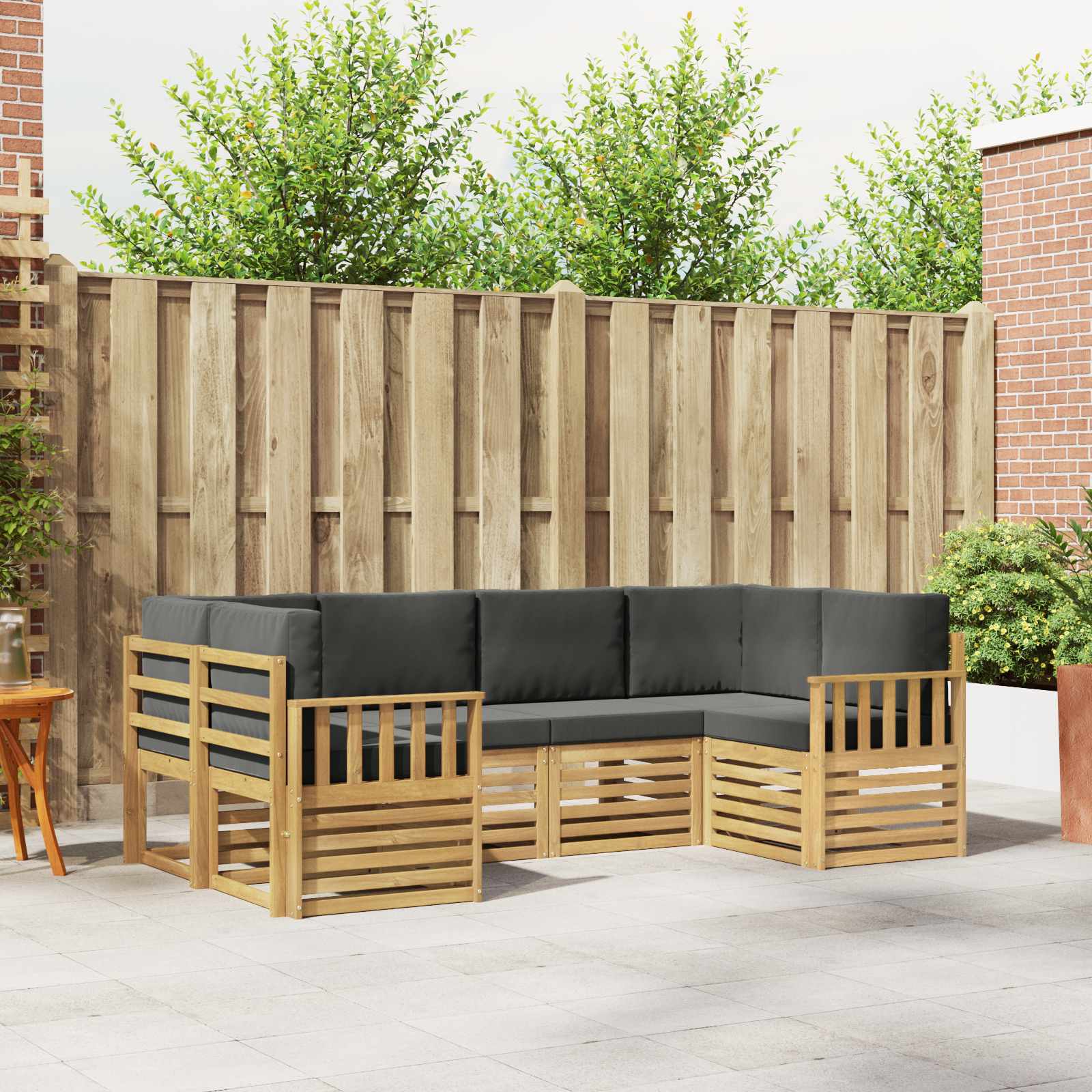 Outdoor-Sofagarnitur 5 stk. Weiß und Anthrazit Polyester