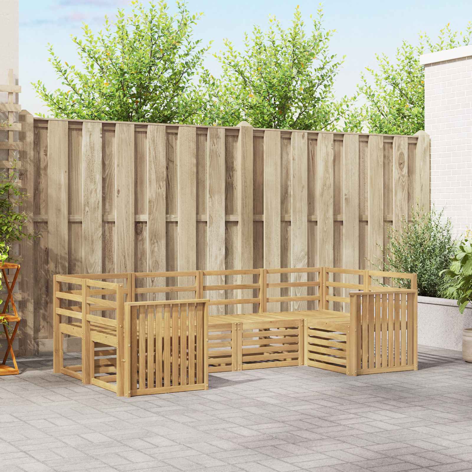 Outdoor-Sofagarnitur 6 stk. Weiß Massivholz Akazie