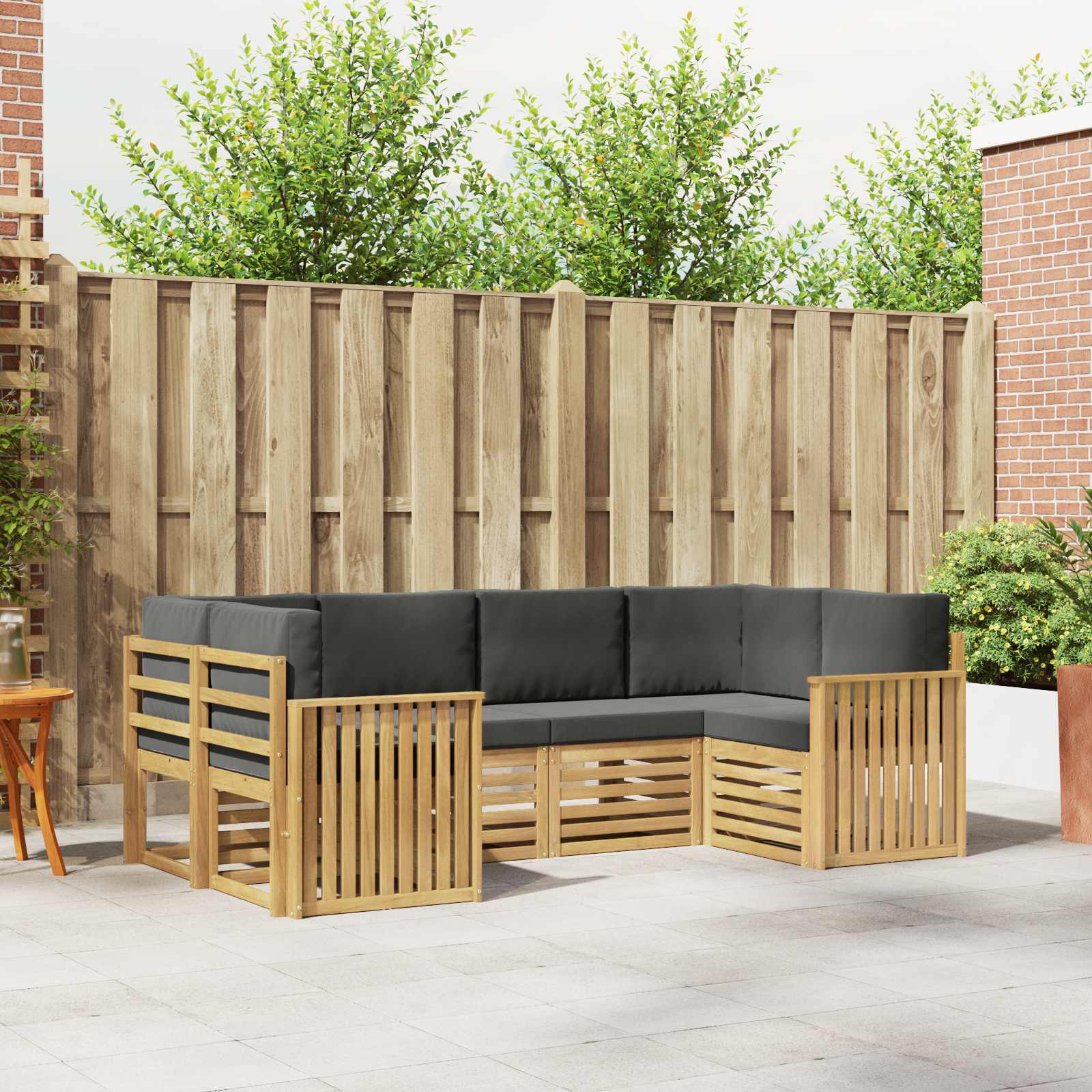 Outdoor-Sofagarnitur 6 stk. Weiß und Anthrazit Polyester