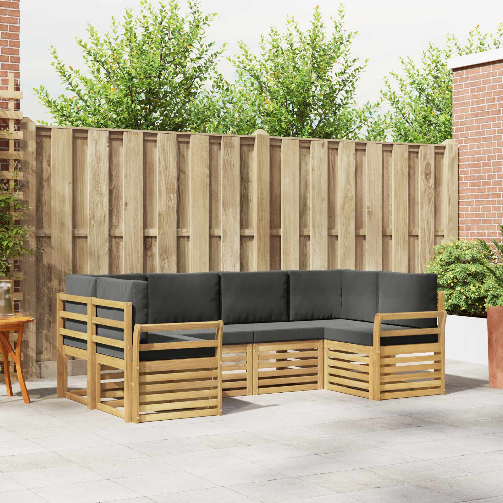 Outdoor-Sofagarnitur 6 stk. Weiß und Anthrazit Polyester