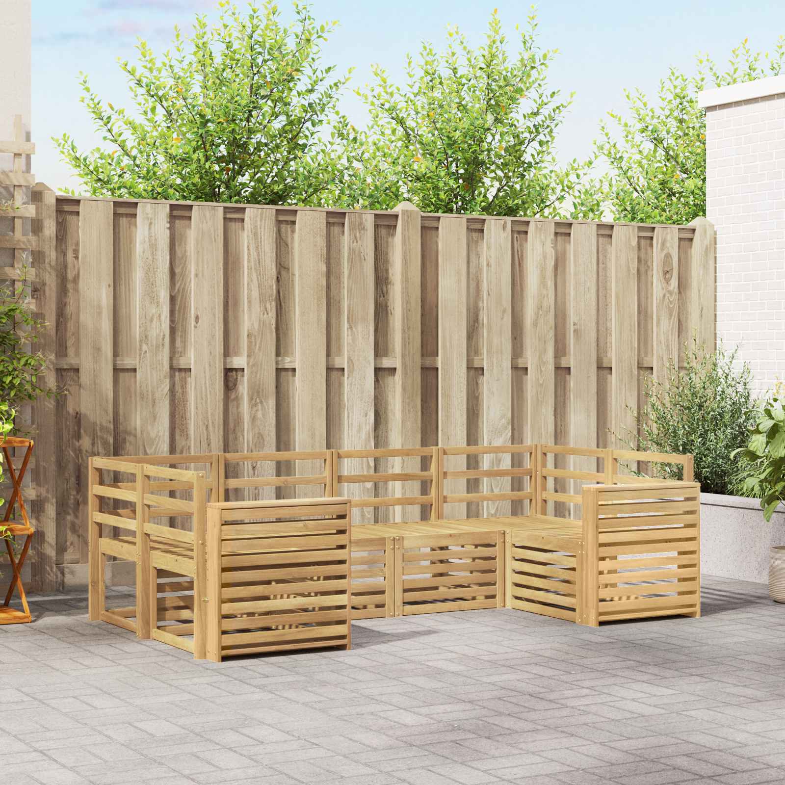 Outdoor-Sofagarnitur 6 stk. Weiß Massivholz Akazie