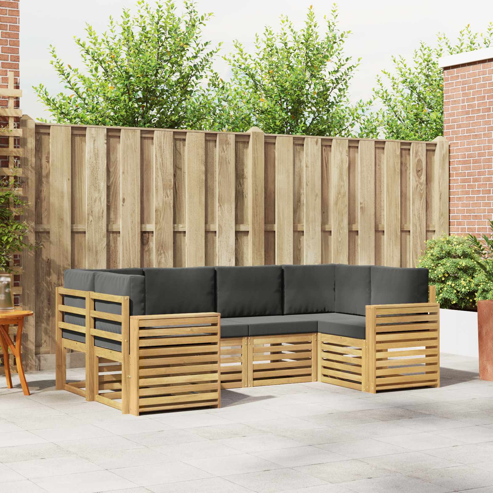 Outdoor-Sofagarnitur 6 stk. Weiß und Anthrazit Polyester