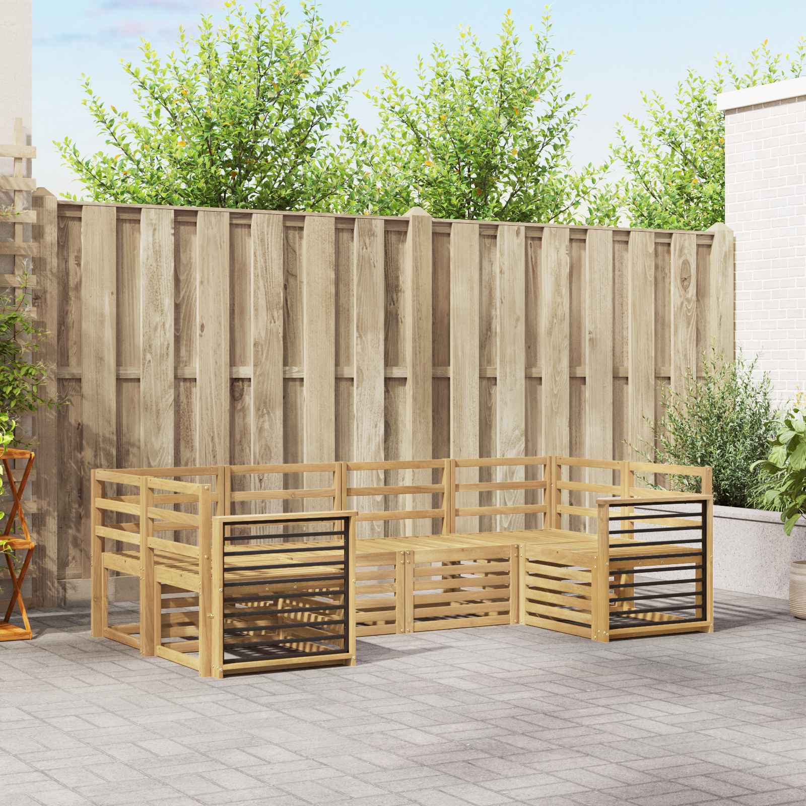 Outdoor-Sofagarnitur 6 stk. Weiß Massivholz Akazie