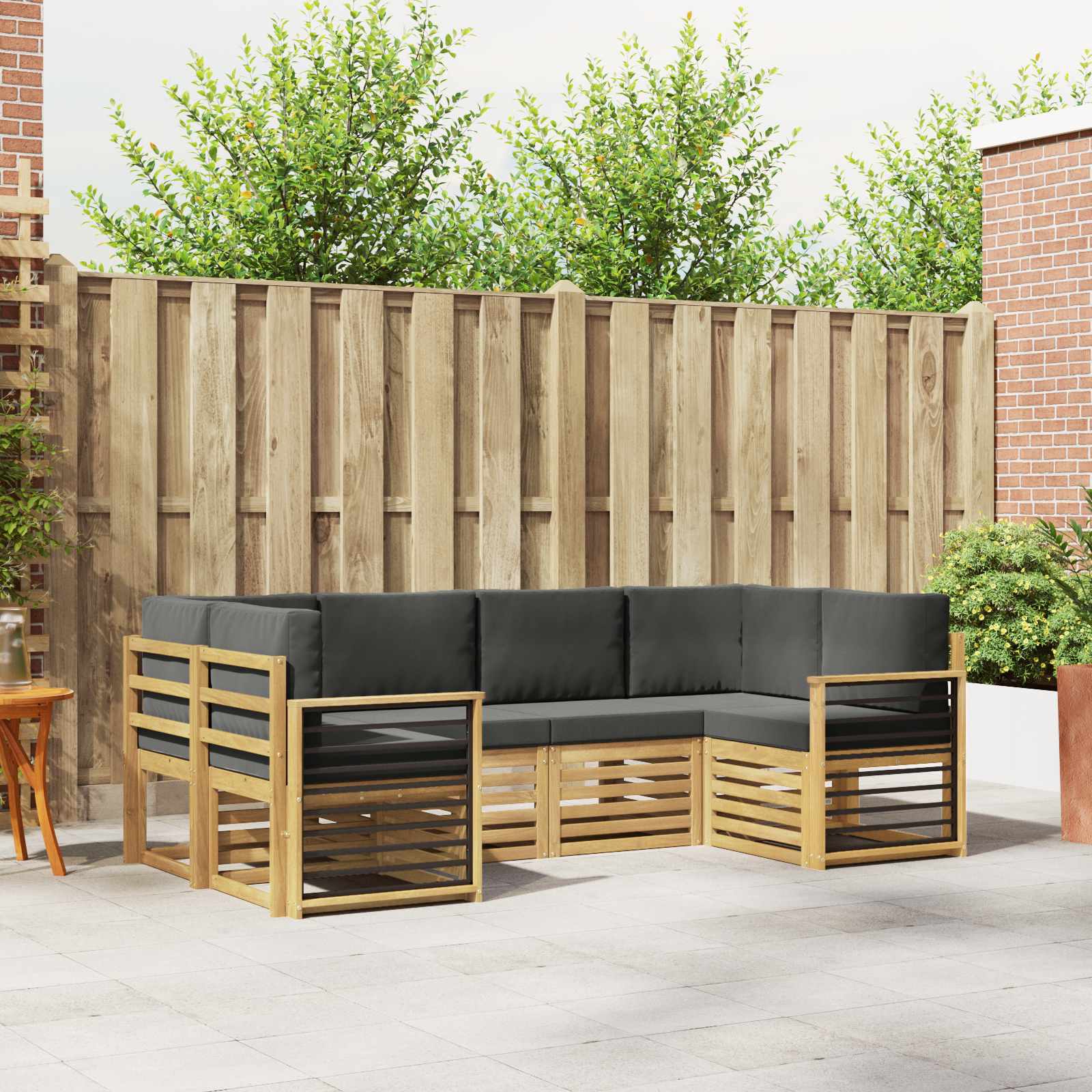 Outdoor-Sofagarnitur 6 stk. Weiß und Anthrazit Polyester