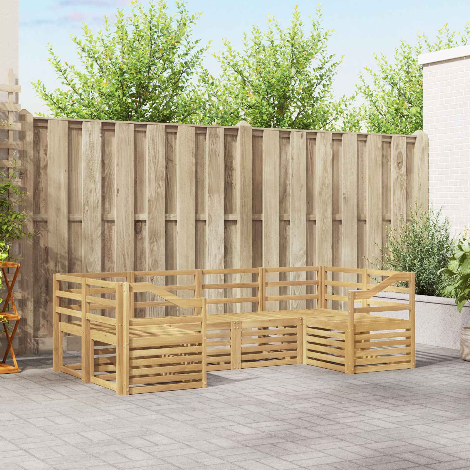 Outdoor-Sofagarnitur 6 stk. Weiß Massivholz Akazie