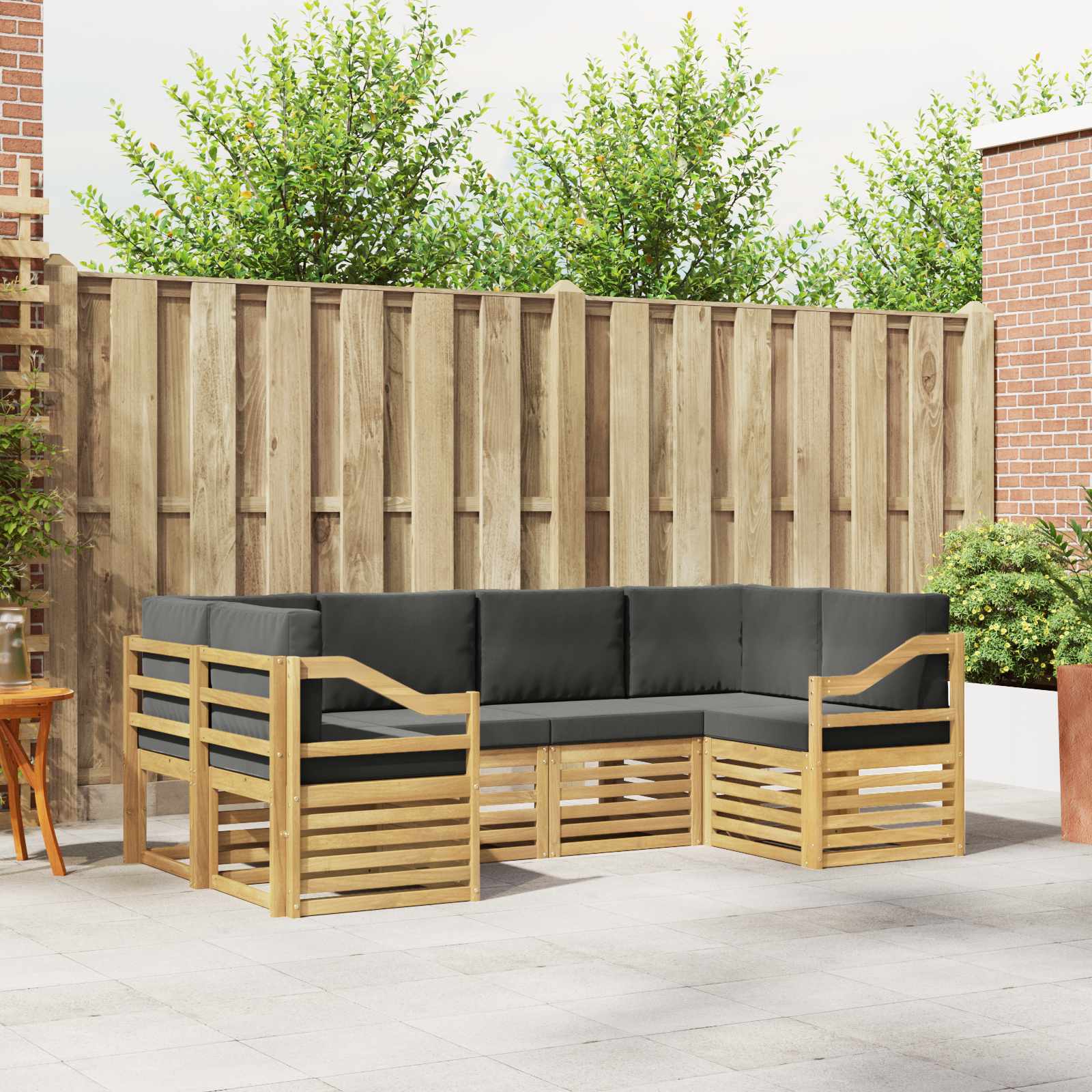 Outdoor-Sofagarnitur 6 stk. Weiß und Anthrazit Polyester