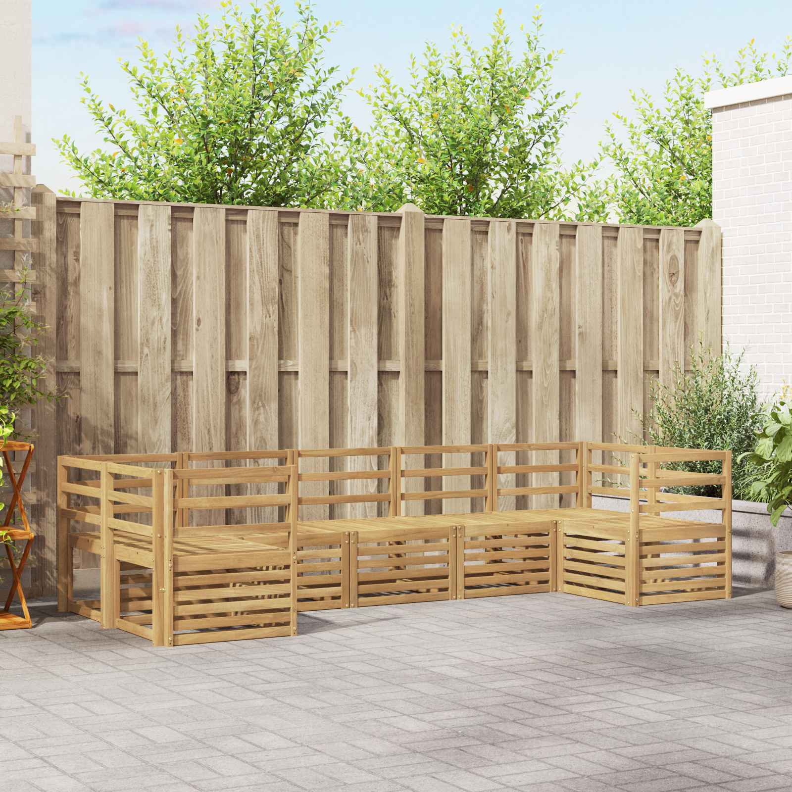 Outdoor-Sofagarnitur 7 stk. Weiß Massivholz Akazie