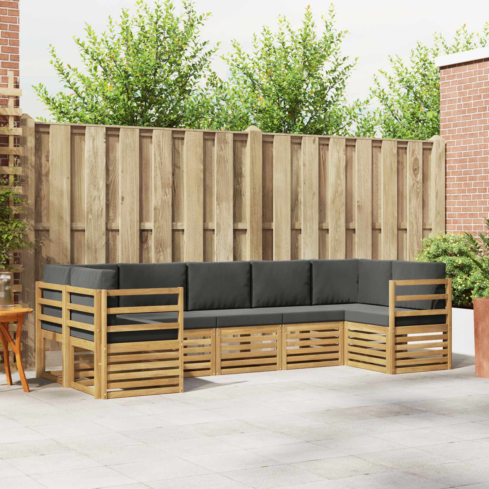 Outdoor-Sofagarnitur 7 stk. Weiß und Anthrazit Polyester
