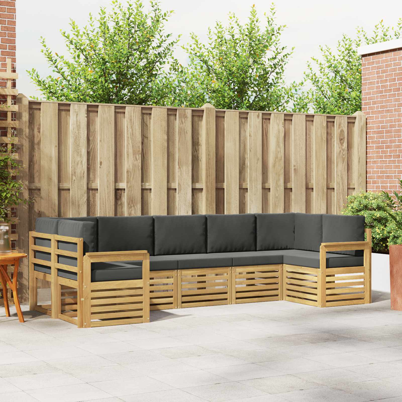 Outdoor-Sofagarnitur 6 stk. Weiß und Anthrazit Polyester