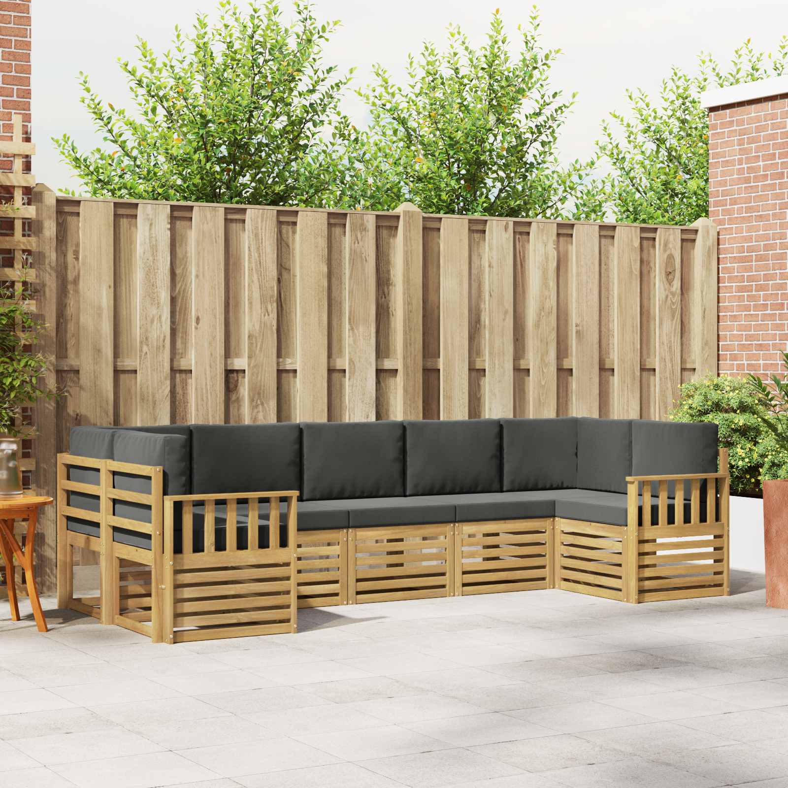Outdoor-Sofagarnitur 6 stk. Weiß und Anthrazit Polyester